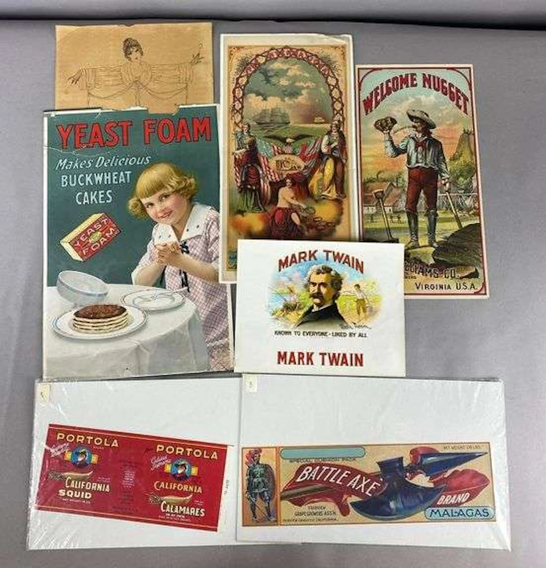 Group of Antique 1910’s Food Advertising Labels and More