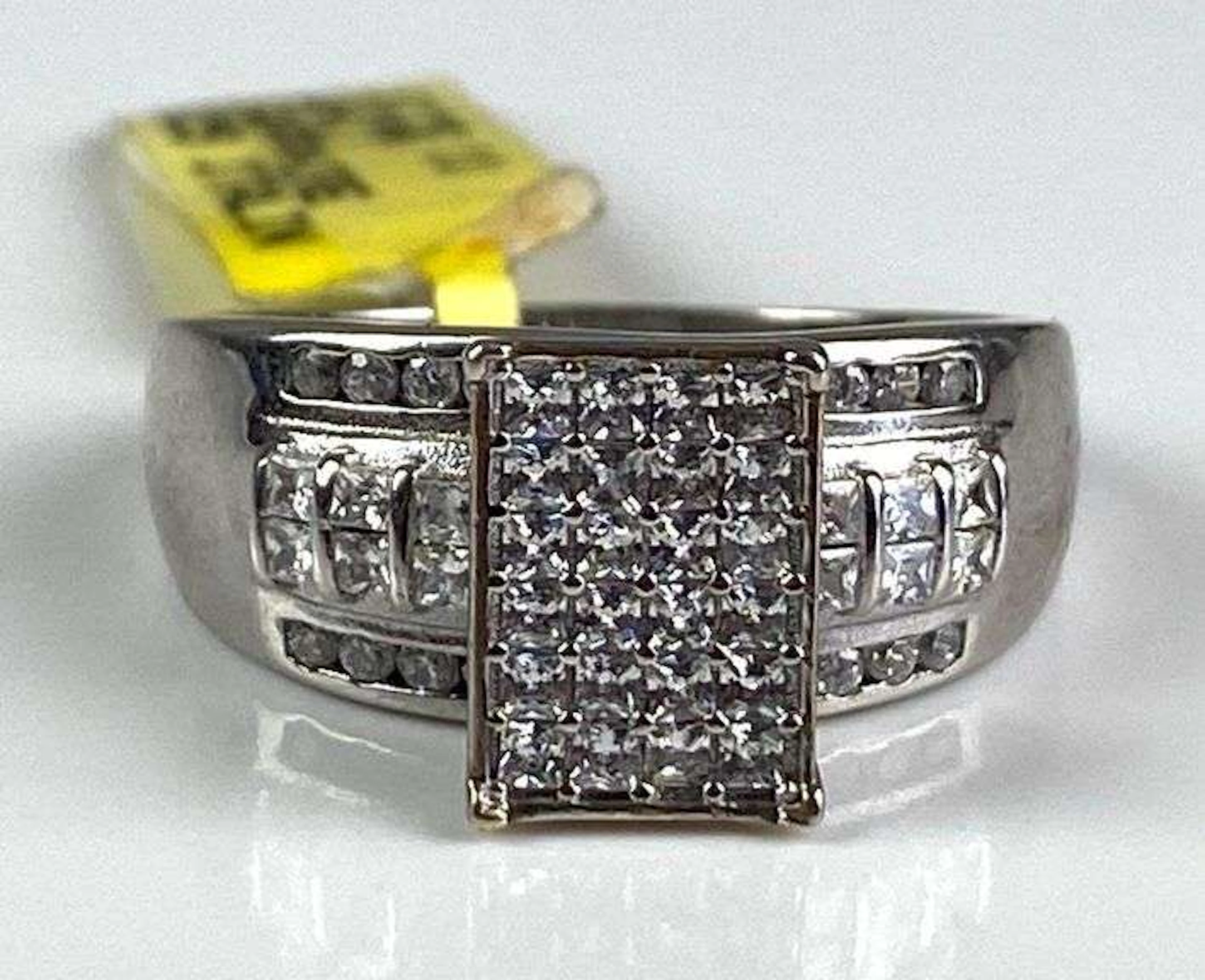 ISA Signed Italian Sterling Silver White Sapphire Cluster Ring