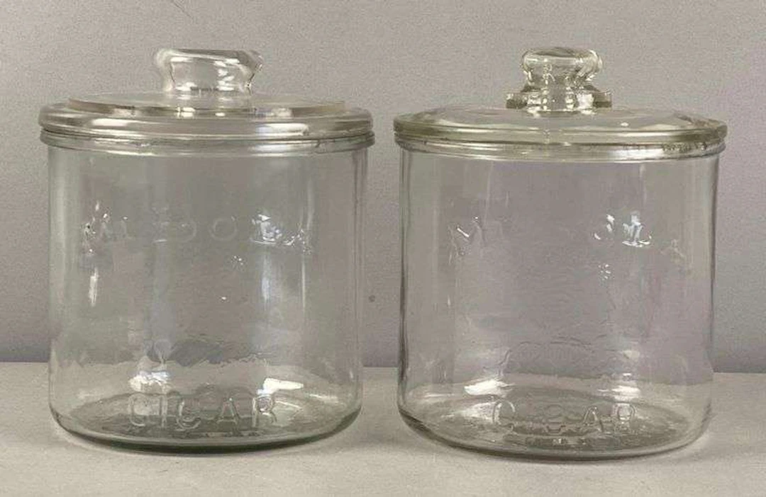 Group of 2 Vintage Mi Lola Cigars Glass Humidors