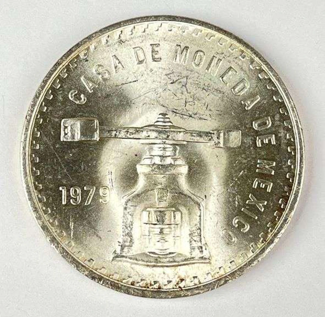 1979 Mexico Balanced Scale 1 Onza 1 oz .999 Fine Silver Round