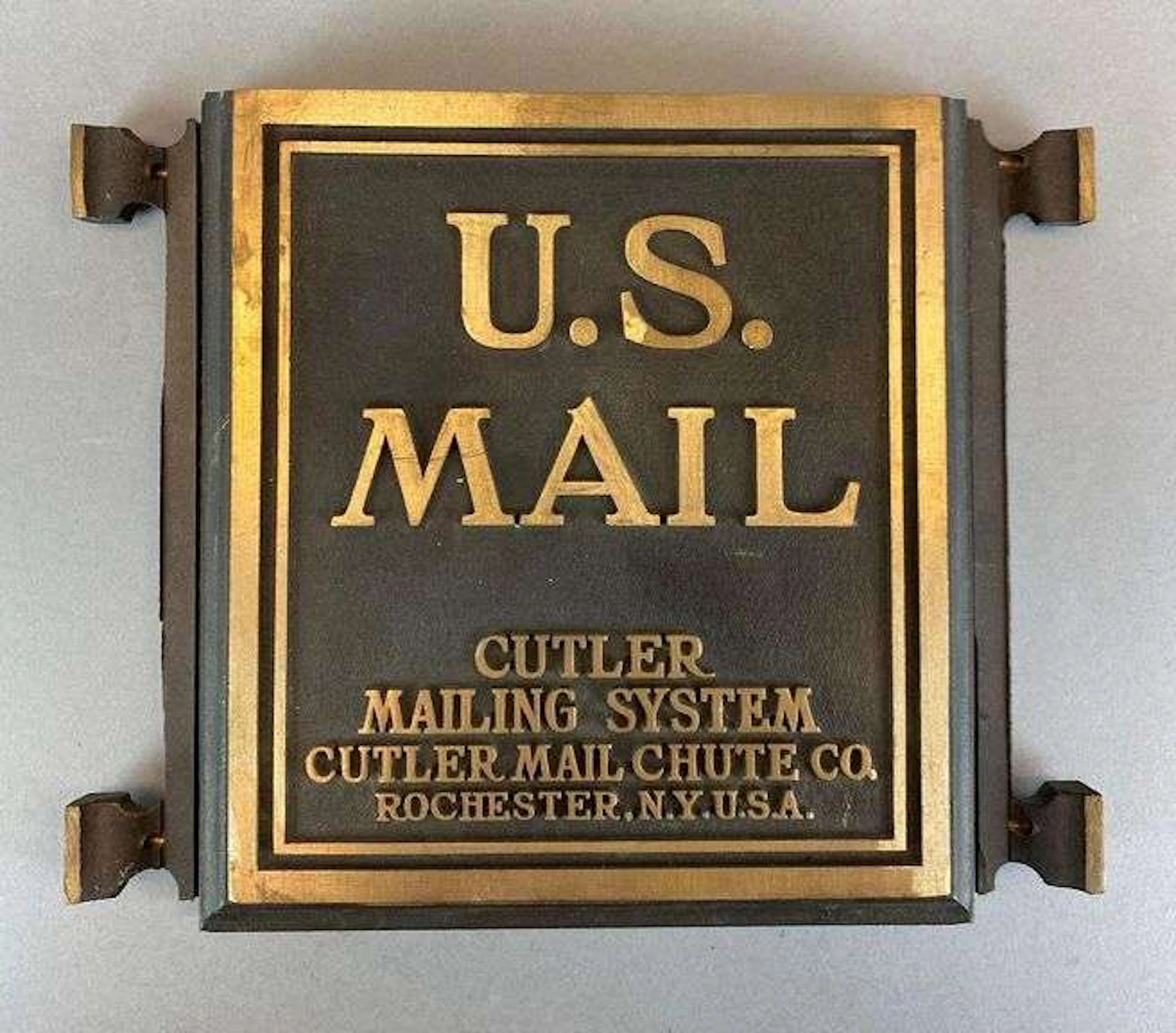 Antique Cutler US Mail Chute Brass Cover
