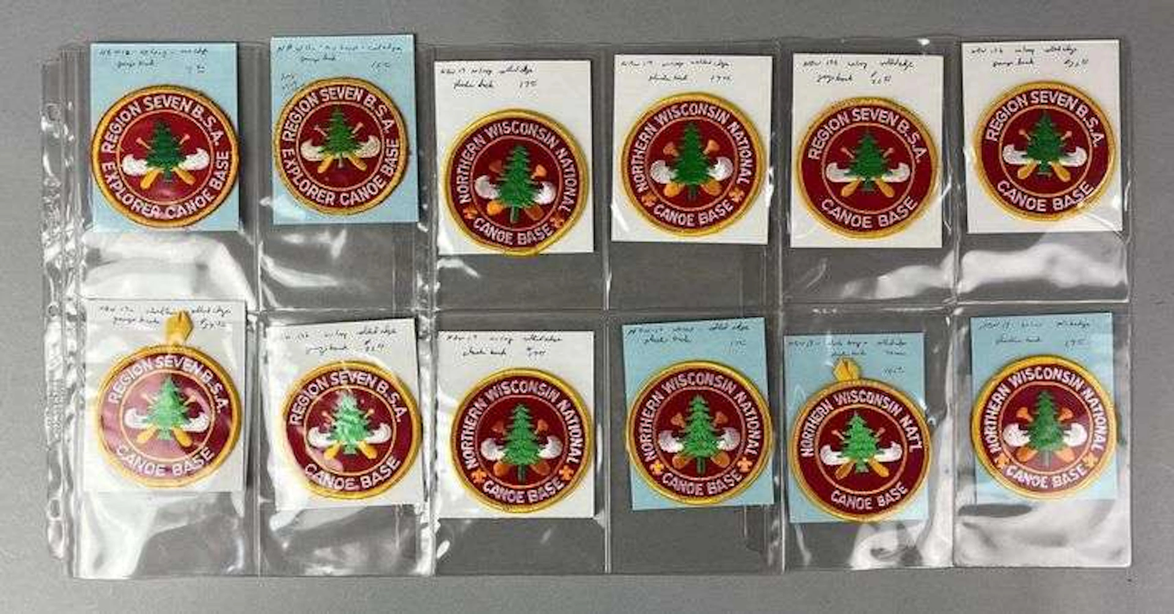 Group of 12 Boy Scouts of America Region 7 Explorer Canoe Base Patches