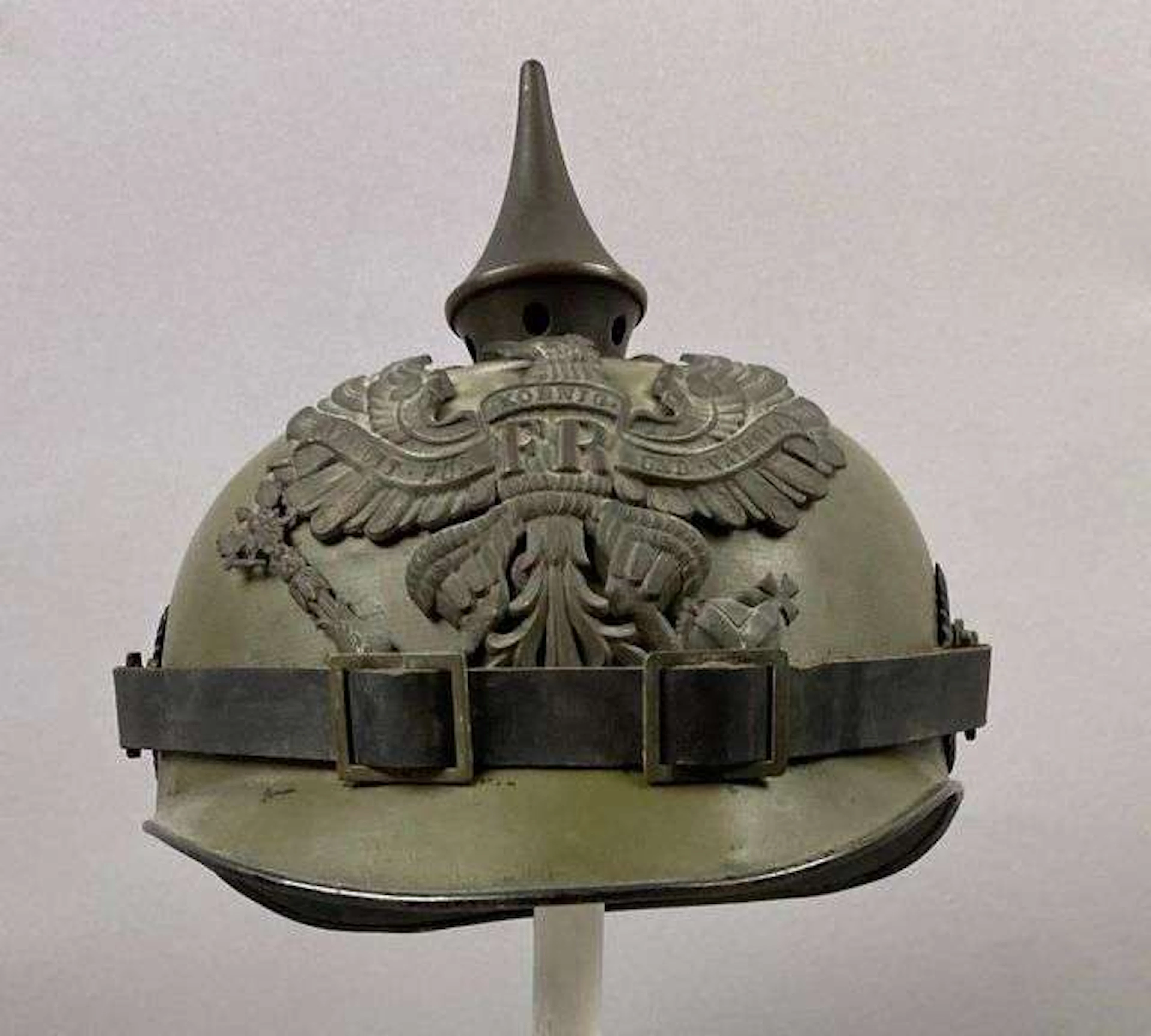 Pre WW1 Green Metal Prussian Ersatz Pickelhaube