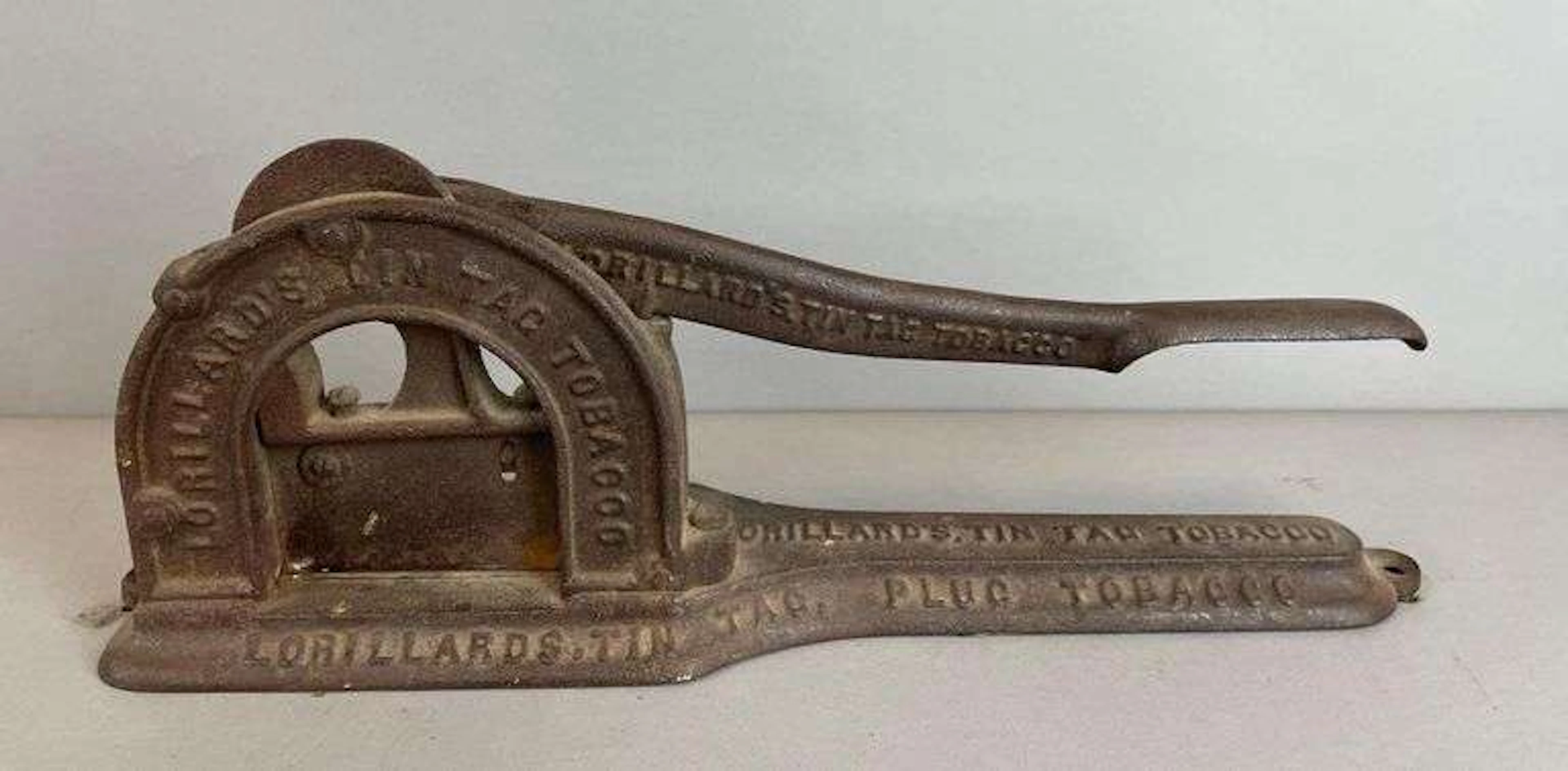 Antique Lorillards Tin Tag Cast Iron Tobacco Cutter