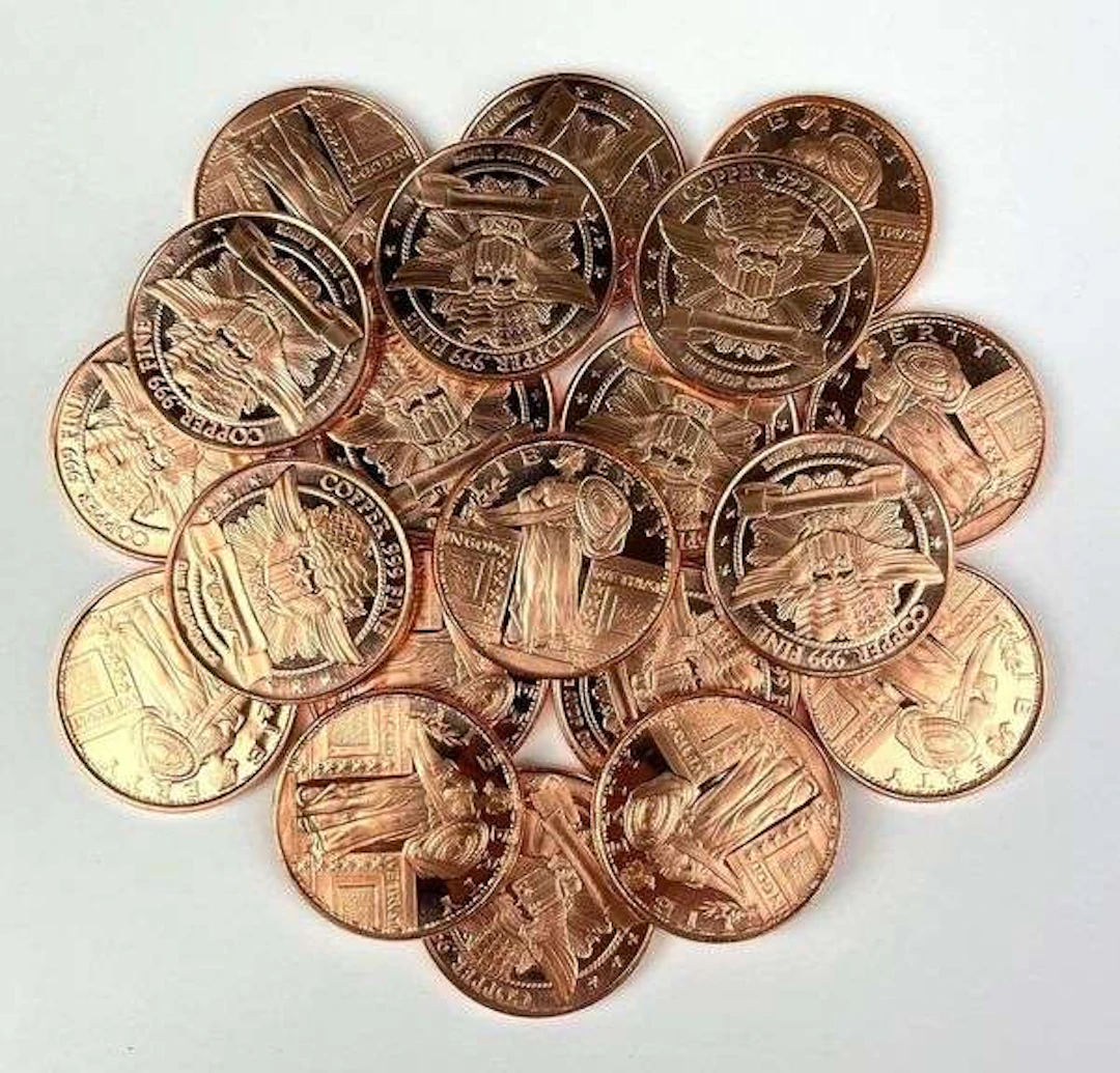 Group of 20 Atlas 1 oz .999 Fine Copper Rounds in a Roll