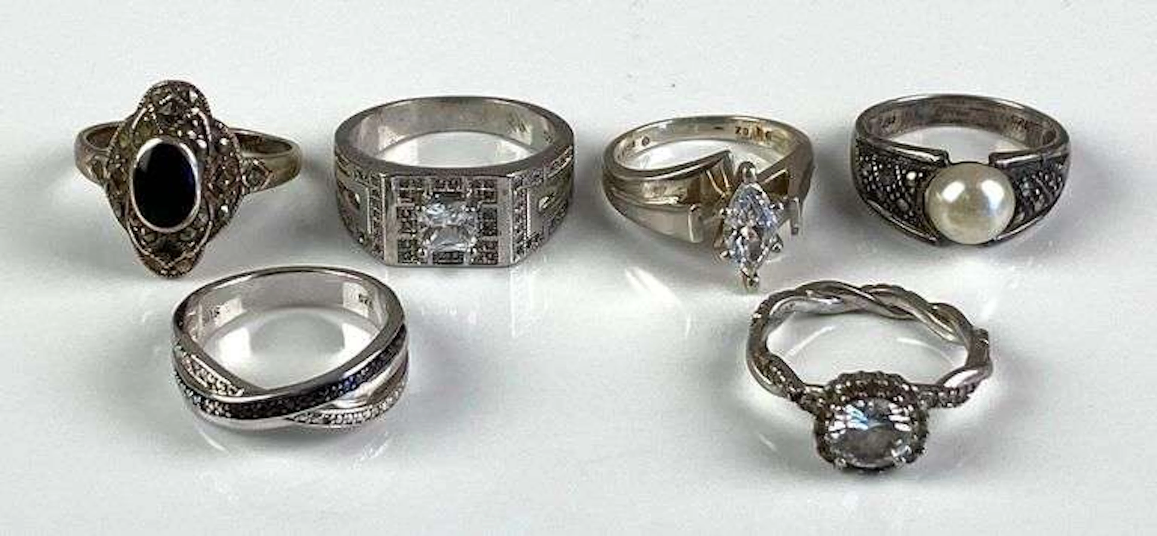 Group of 6 Sterling Silver Rings