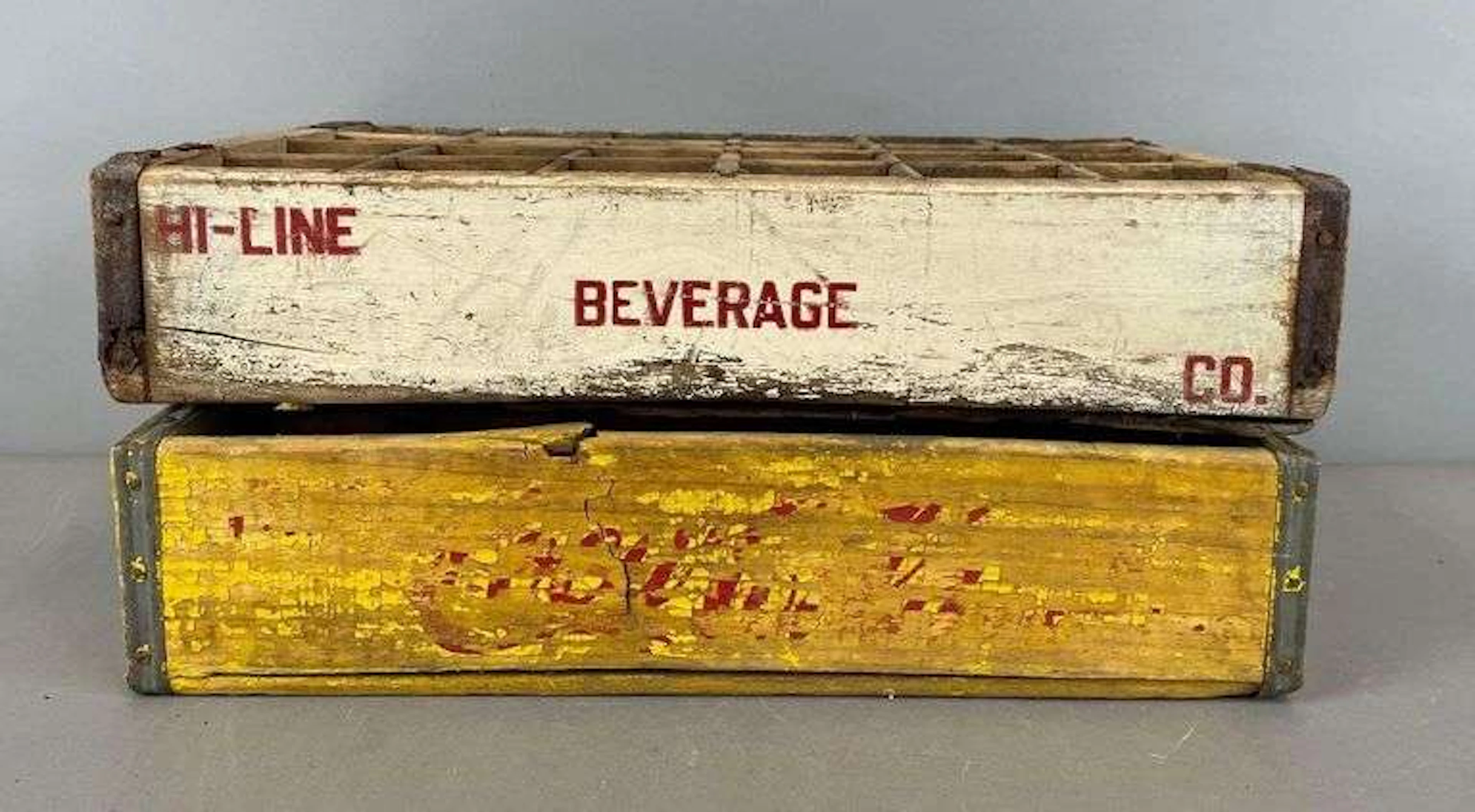 Group of 2 Vintage Wood Advertising Bottle Crates