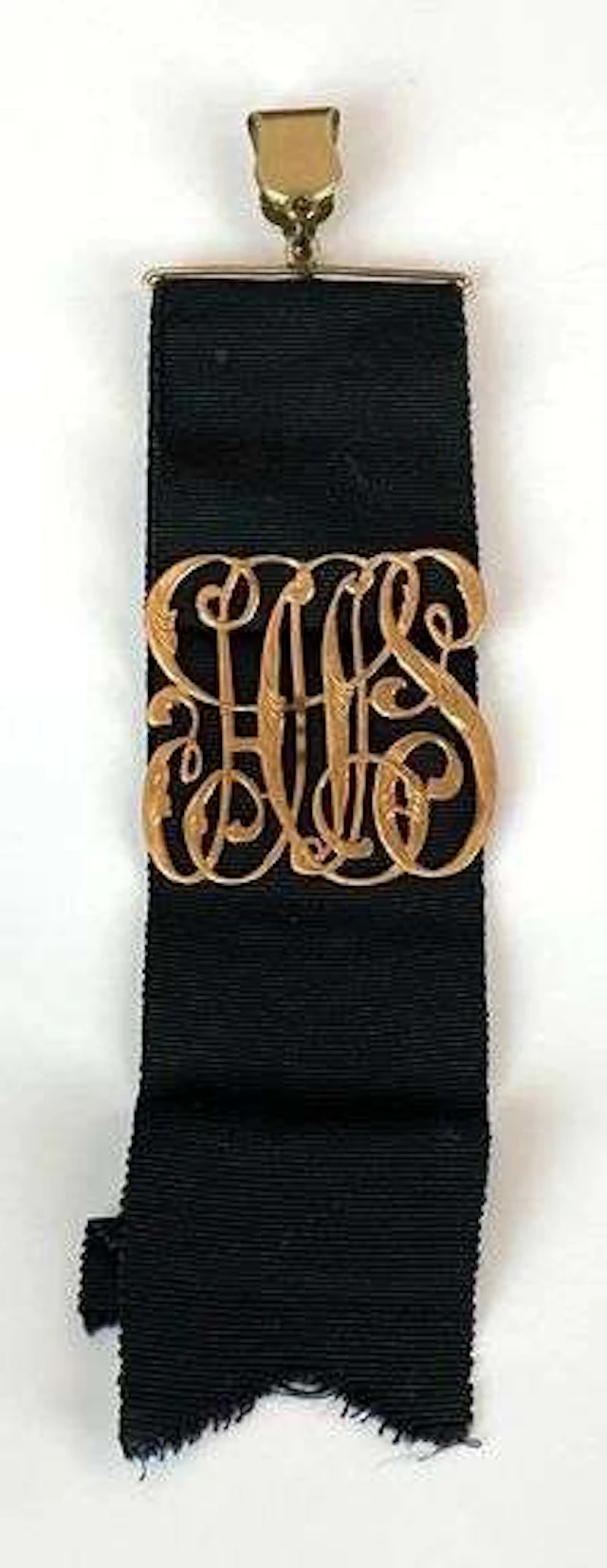Antique Gold Filled Black Ribbon Pocket Watch FOB