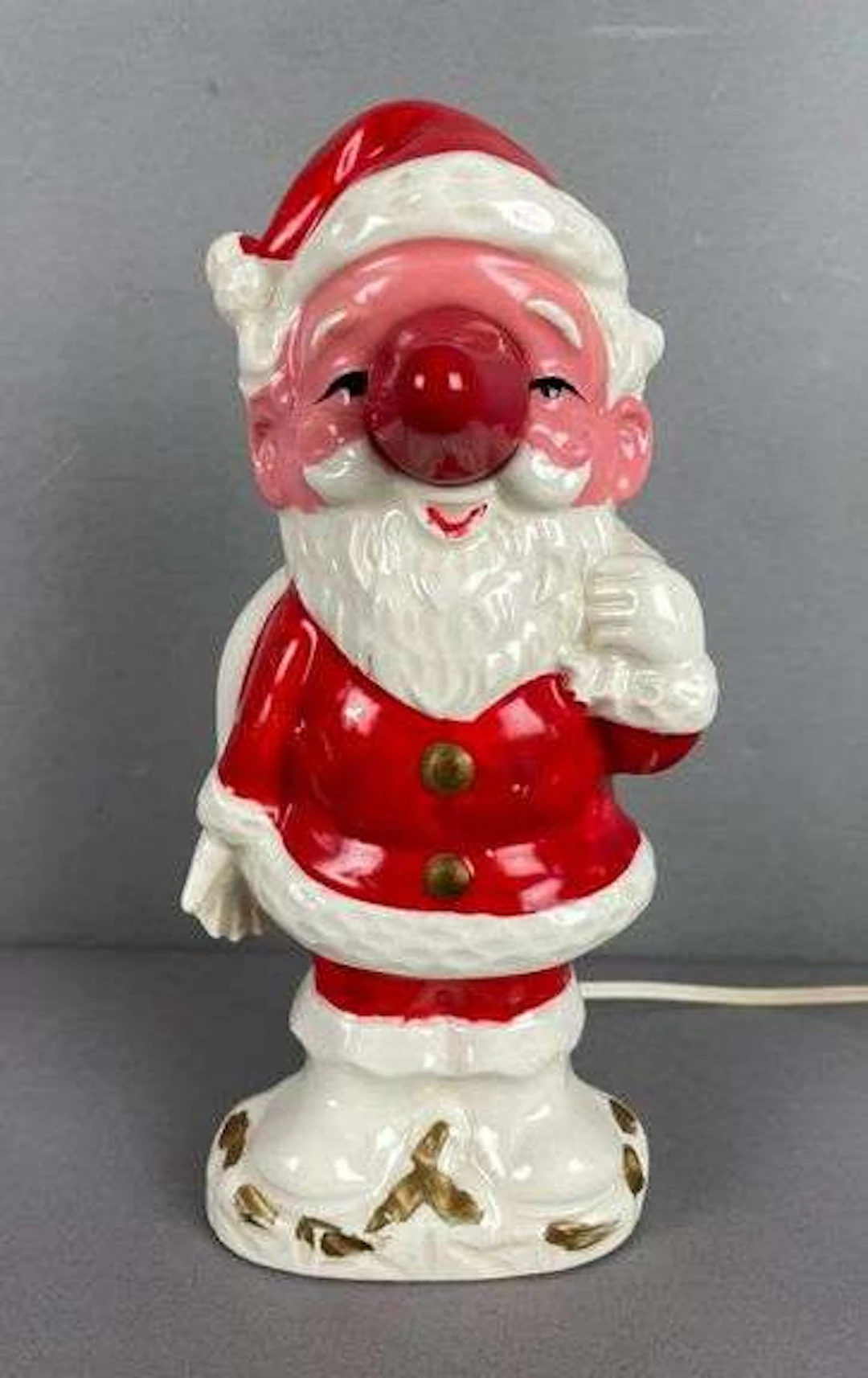 Vintage Light-Up Porcelain Santa Claus Figurine