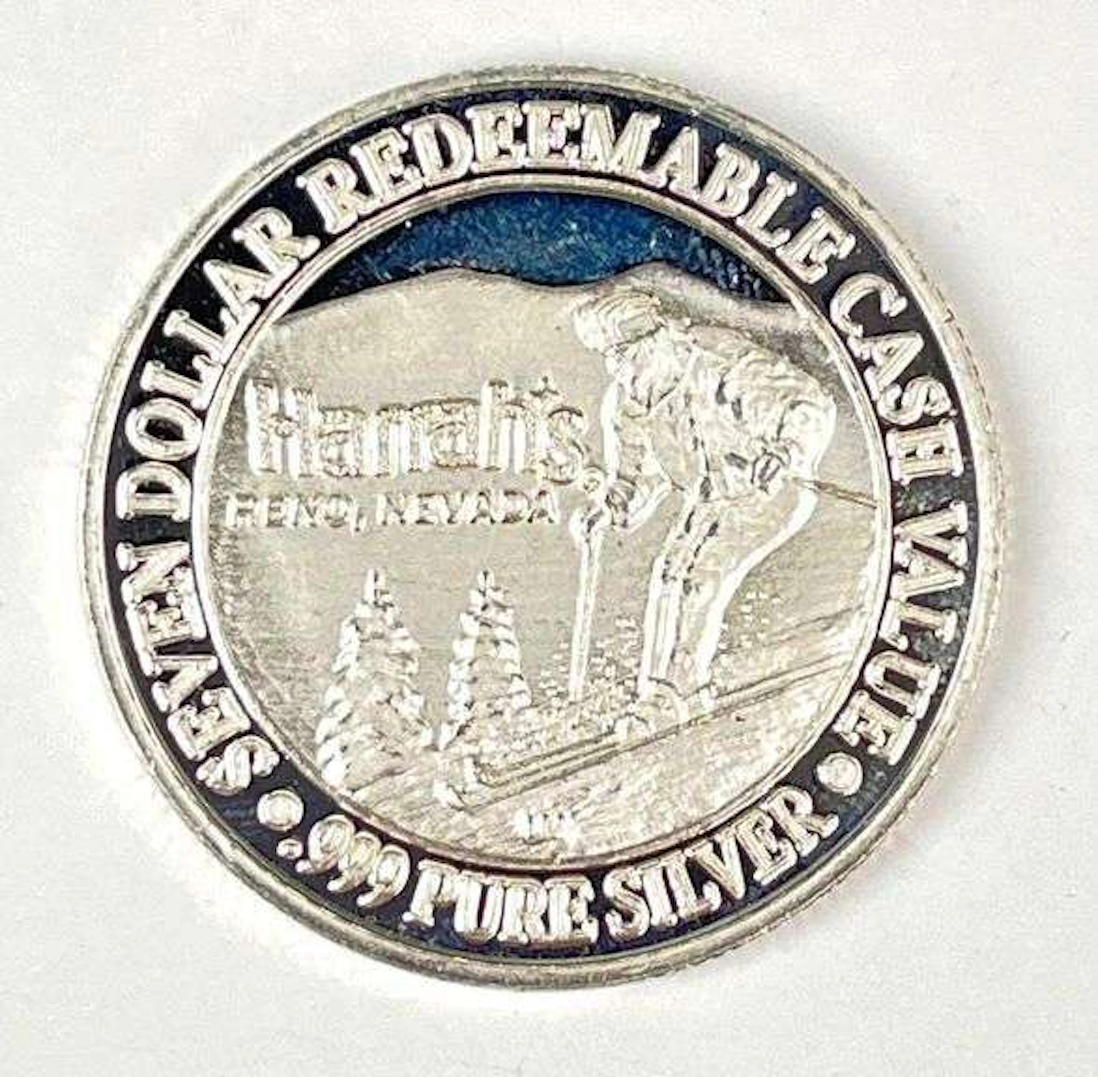 Harrahs Reno, Nevada $7 .65 oz .999 Fine Silver Gaming Token