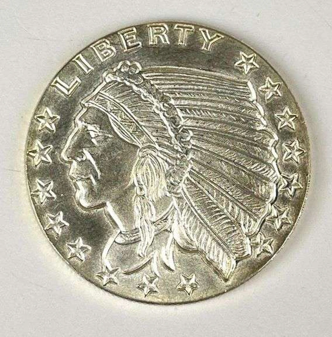 Golden State Mint Incuse Indian Design 1/2 oz .999 Fine Silver Round