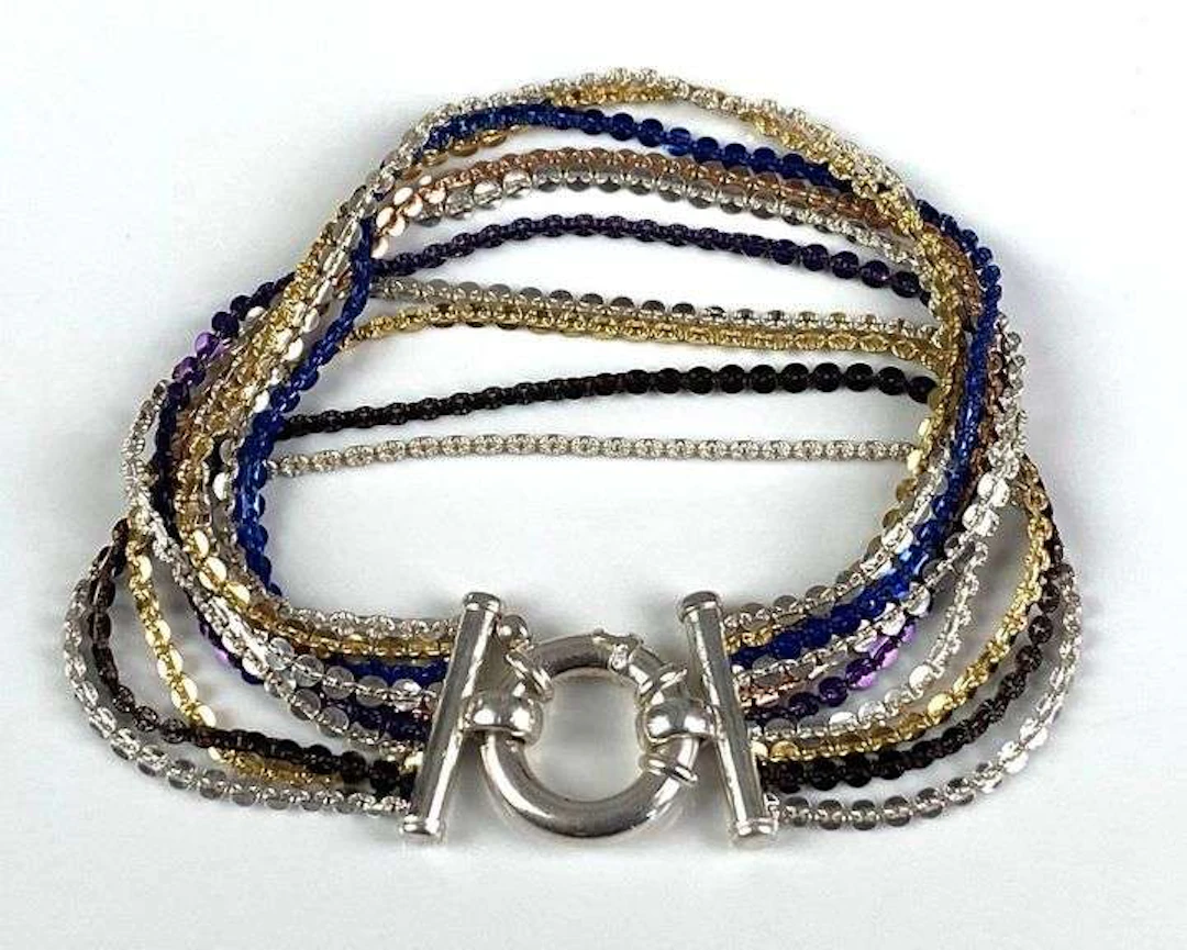 Milor Italian Sterling Silver 10 Strand Colored Bracelet