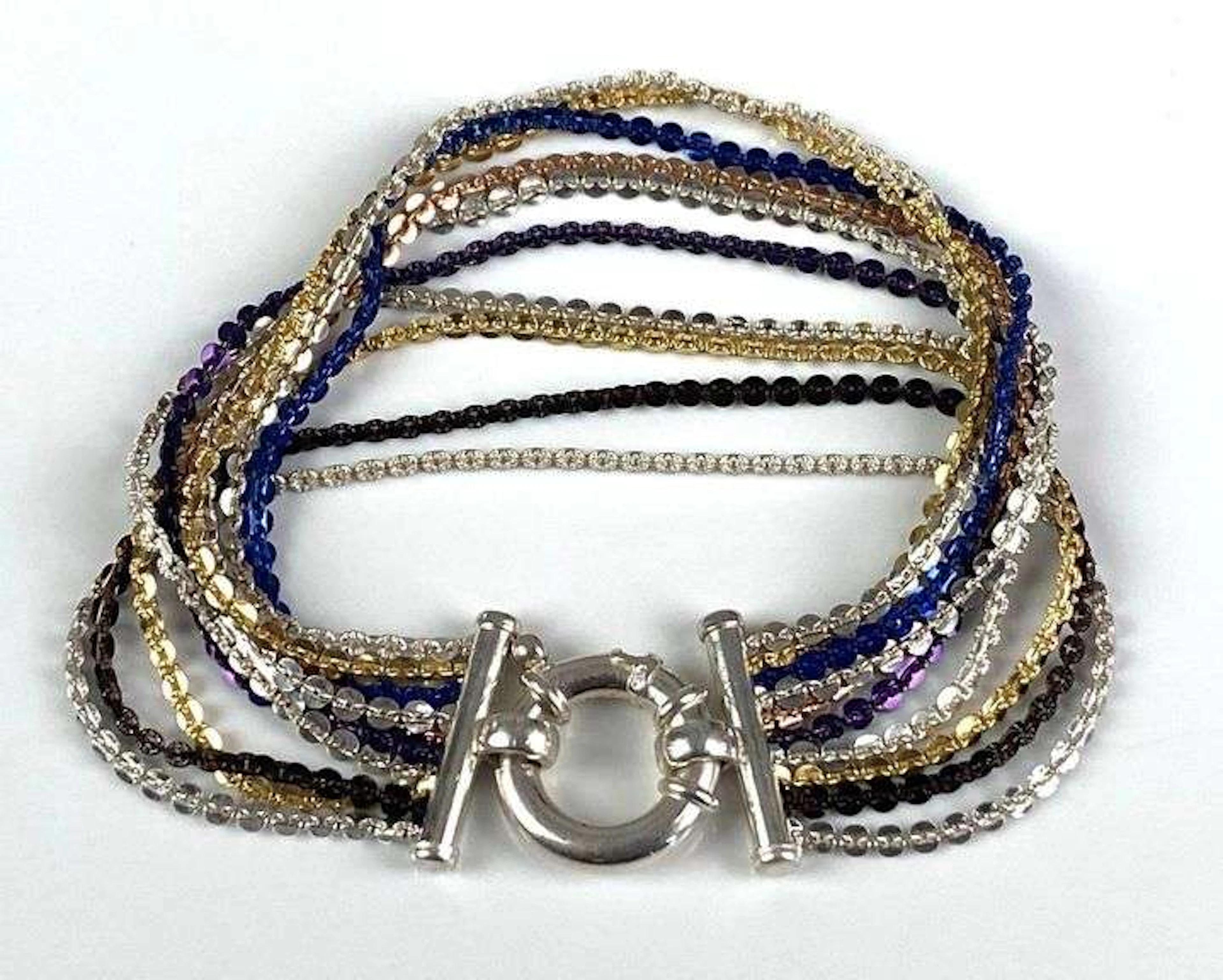 Milor Italian Sterling Silver 10 Strand Colored Bracelet