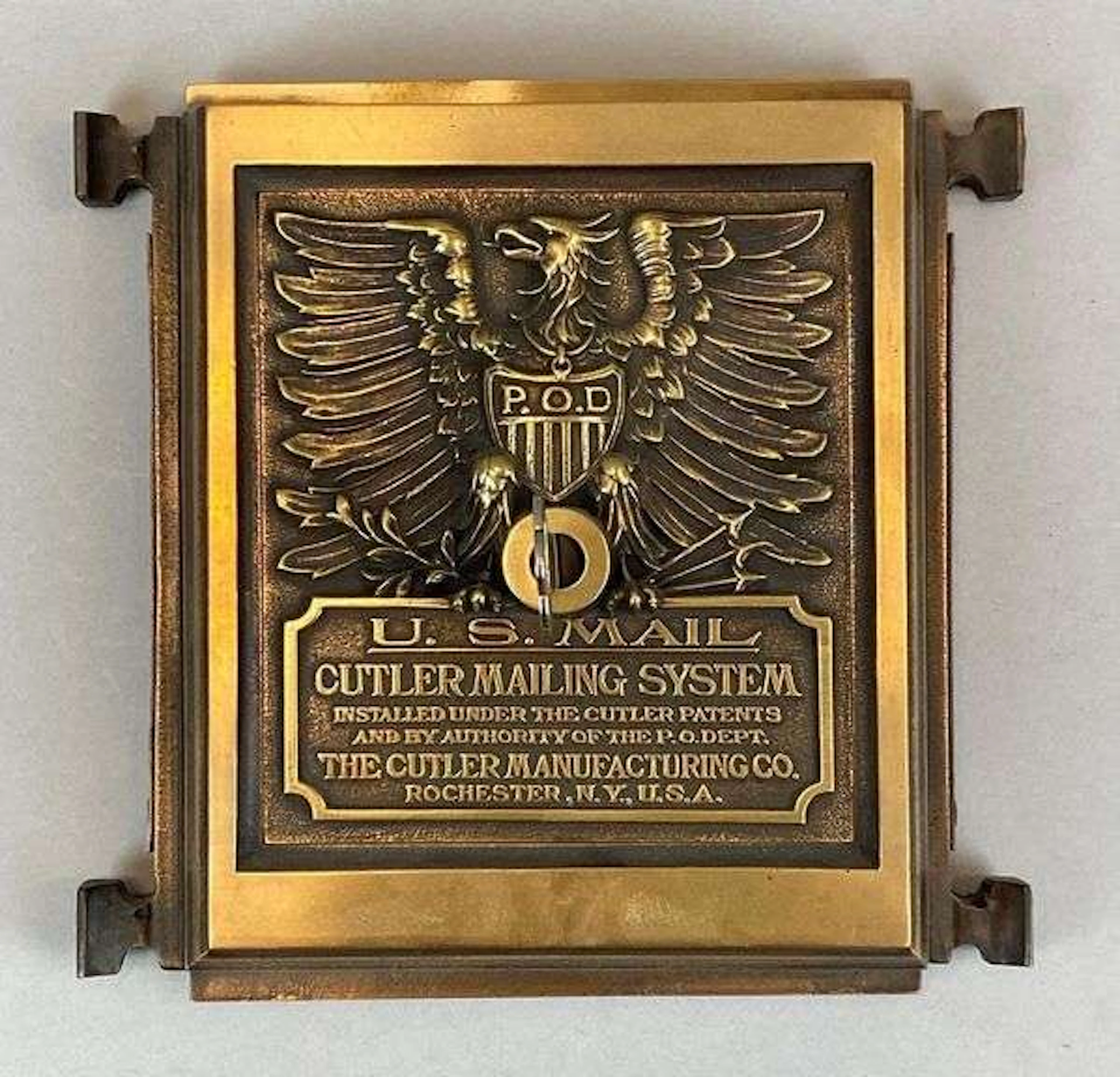 Antique Cutler US Post Office Mail Federal Eagle Chute