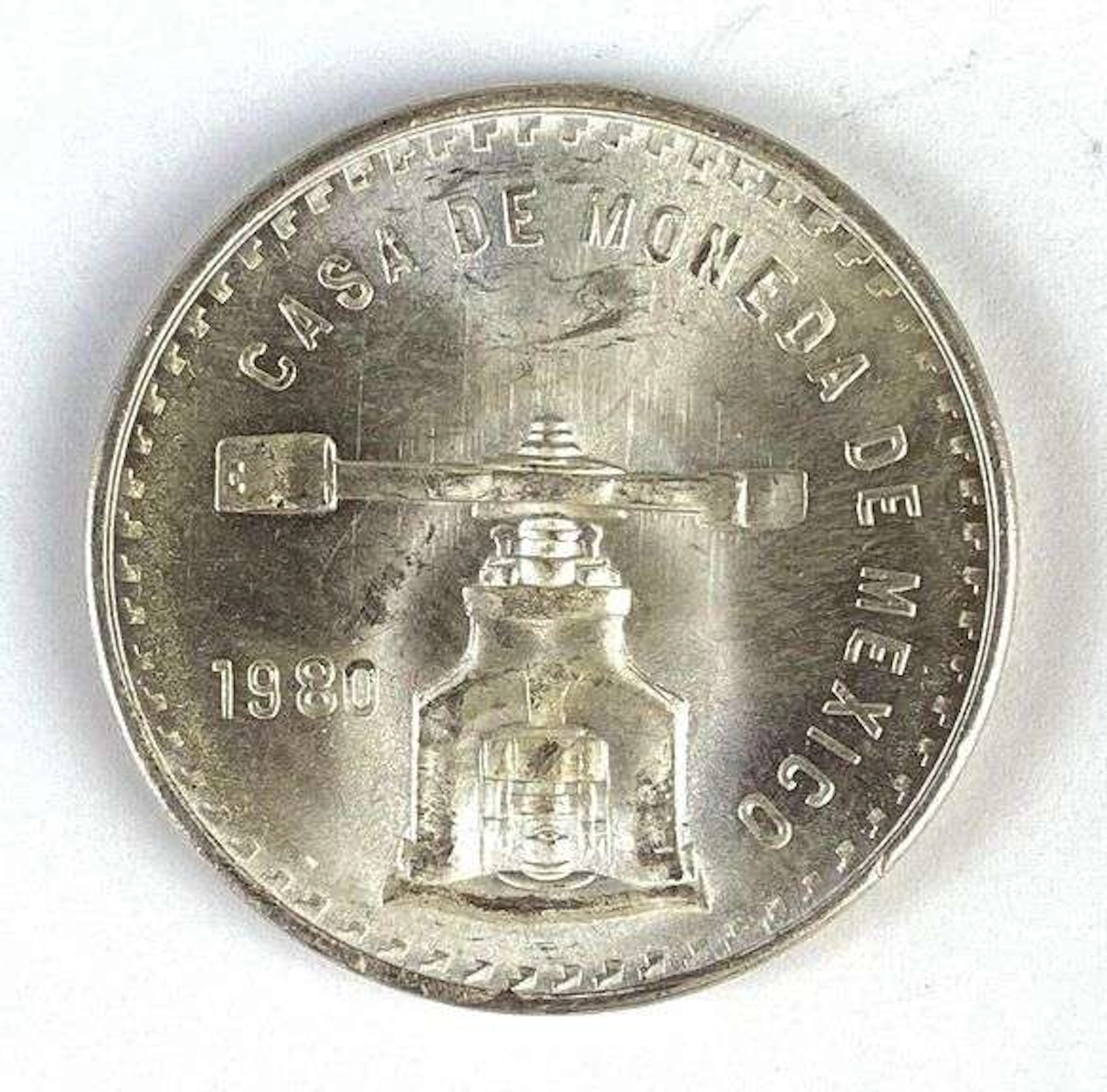 1980 Mexico 1 Onza Casa de Moneda Silver Coin