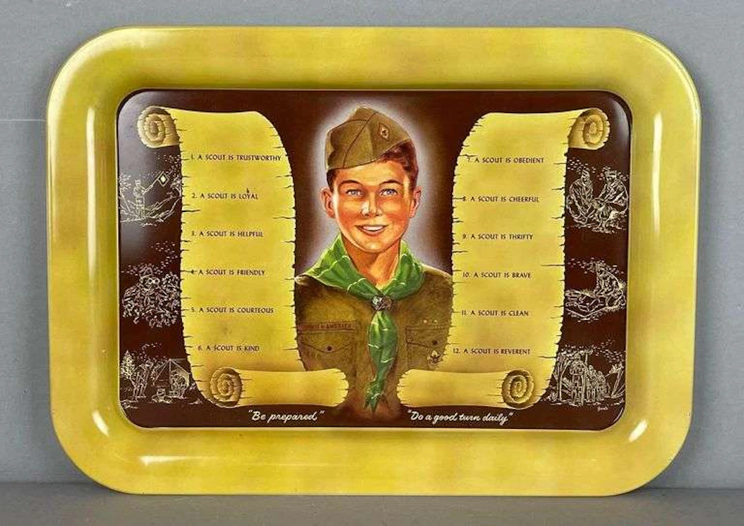 Vintage Boy Scouts Scout Law Metal Tray