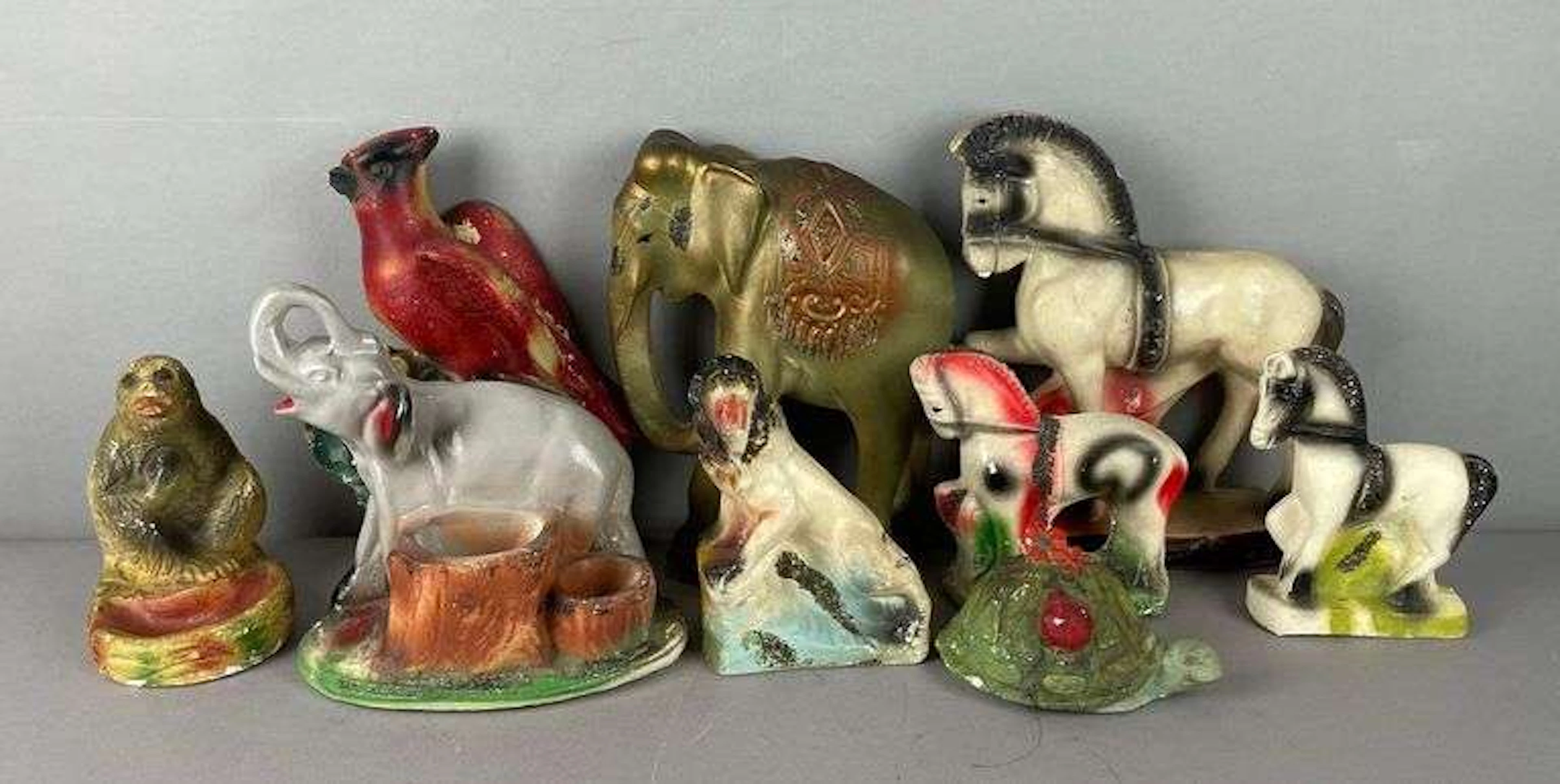 Group of Vintage Chalkware Animal Figurines