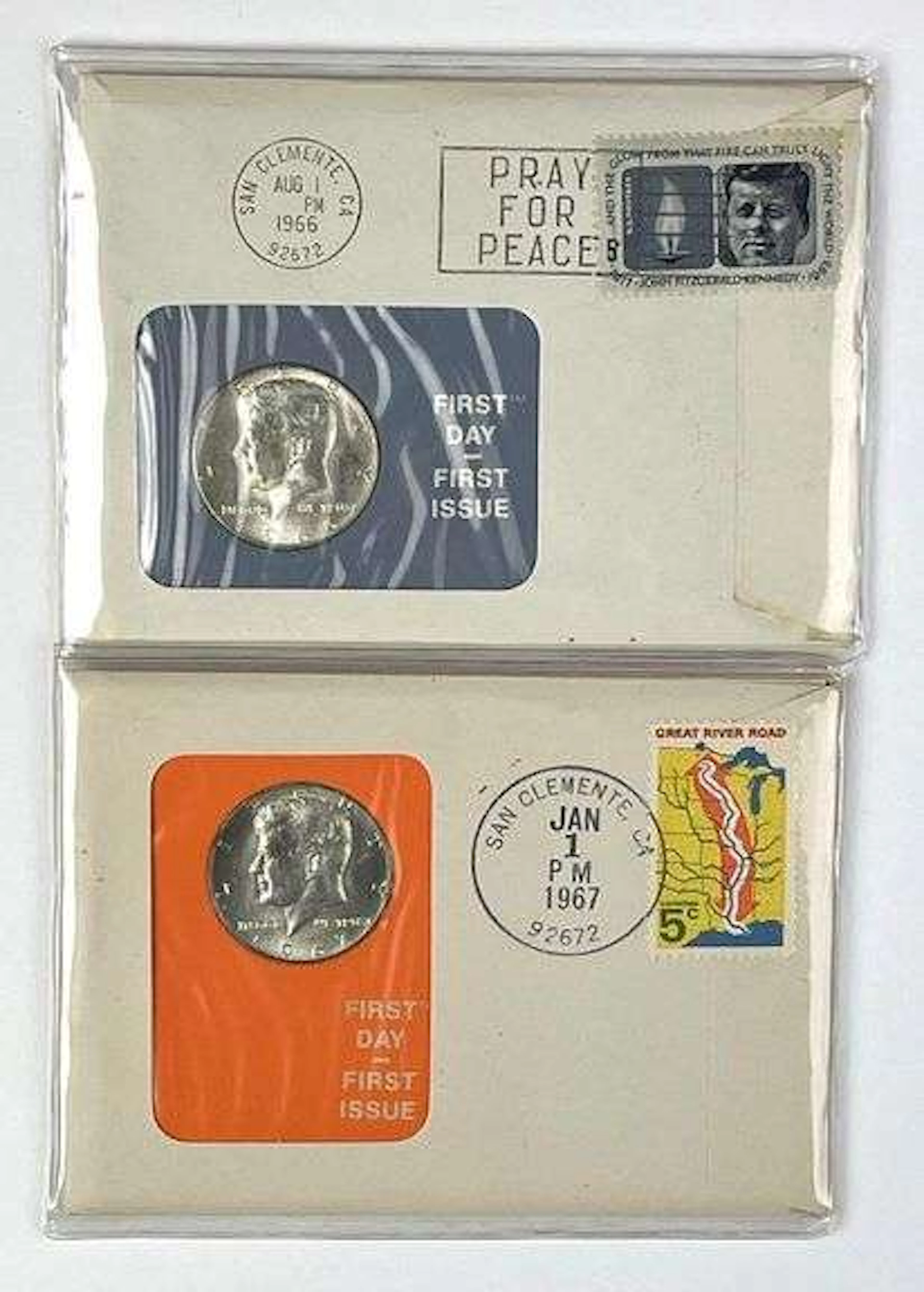 Group of 2 US Kennedy Half Dollars First Day Cover/ First Day Issue