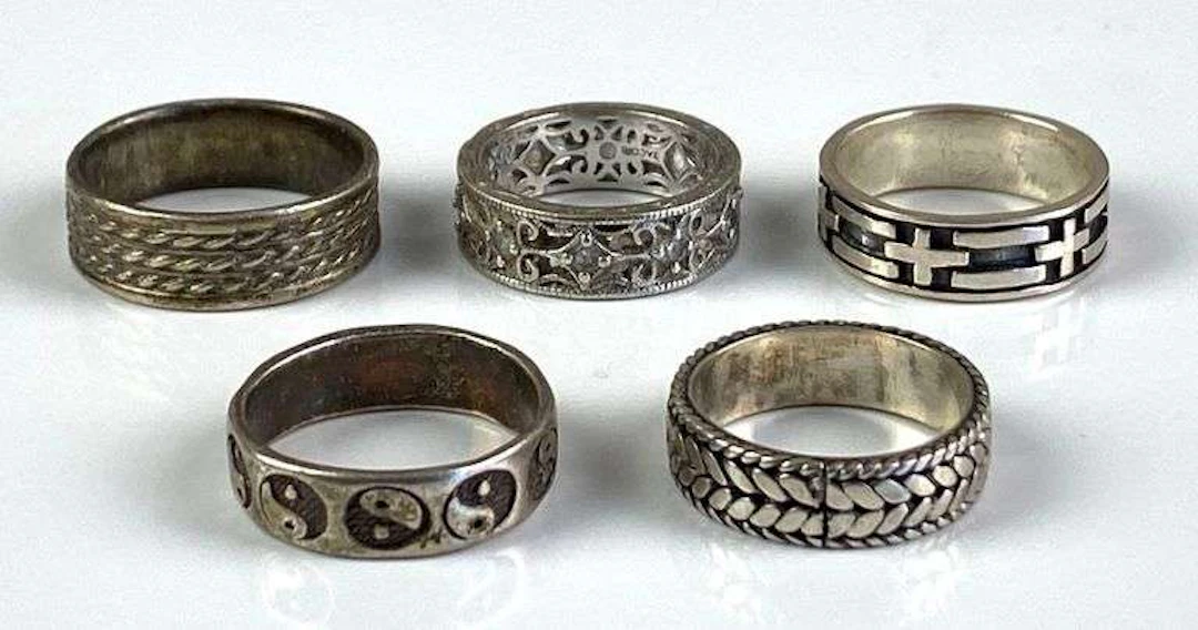 Group of 5 Sterling Solver Unique Rings