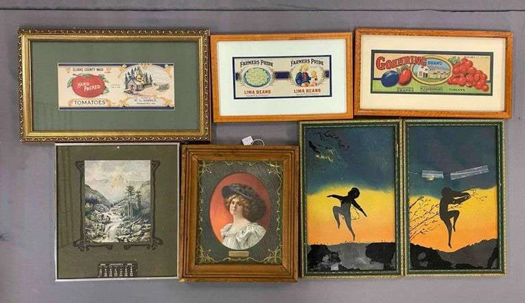 Group of Framed Advertising and Artwork