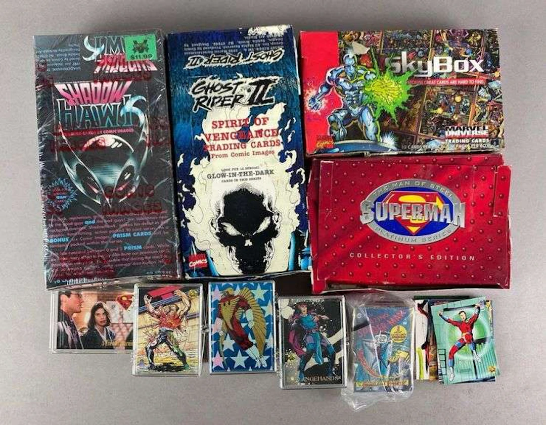 Group of Superhero Trading Cards
