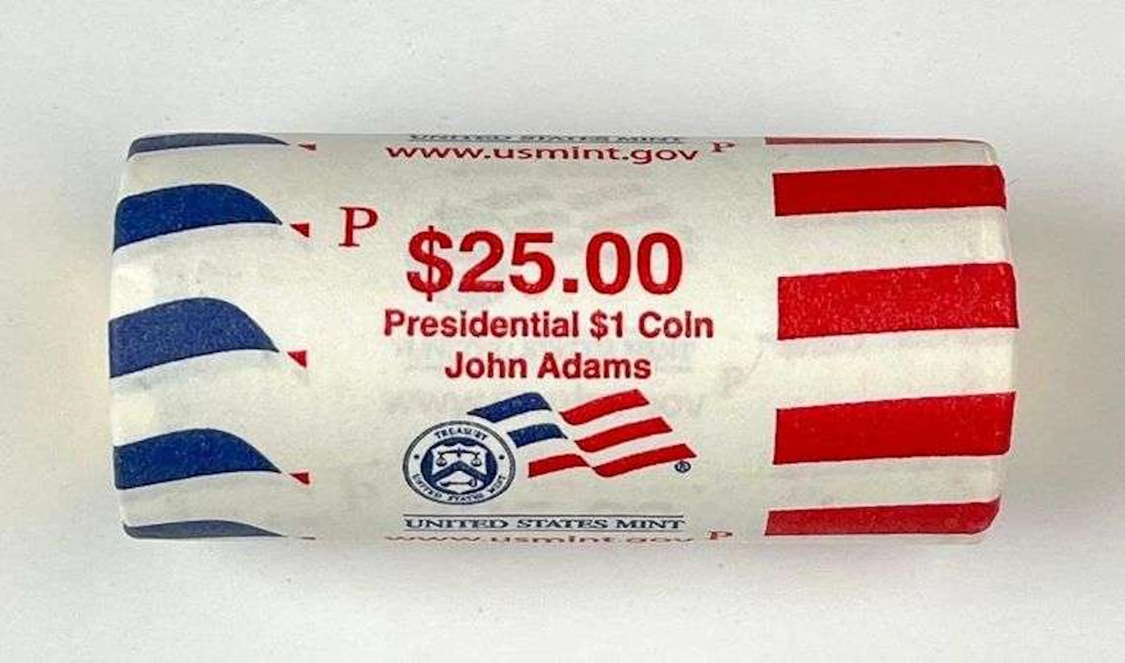 $25 Roll of US Presidential $1 John Adams Coins