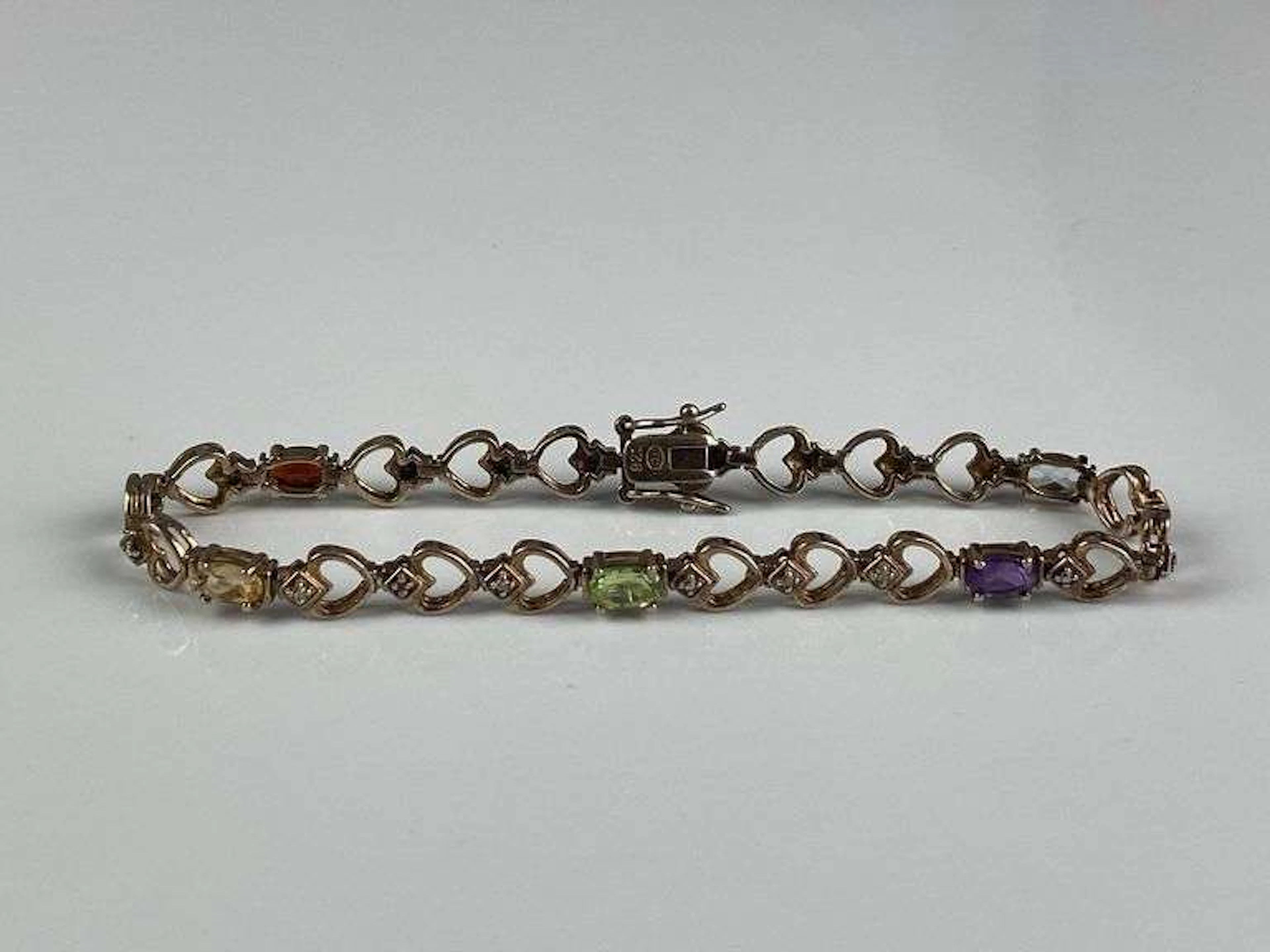 DL Signed Gold Plated Sterling Silver Multi-Stone Bracelet