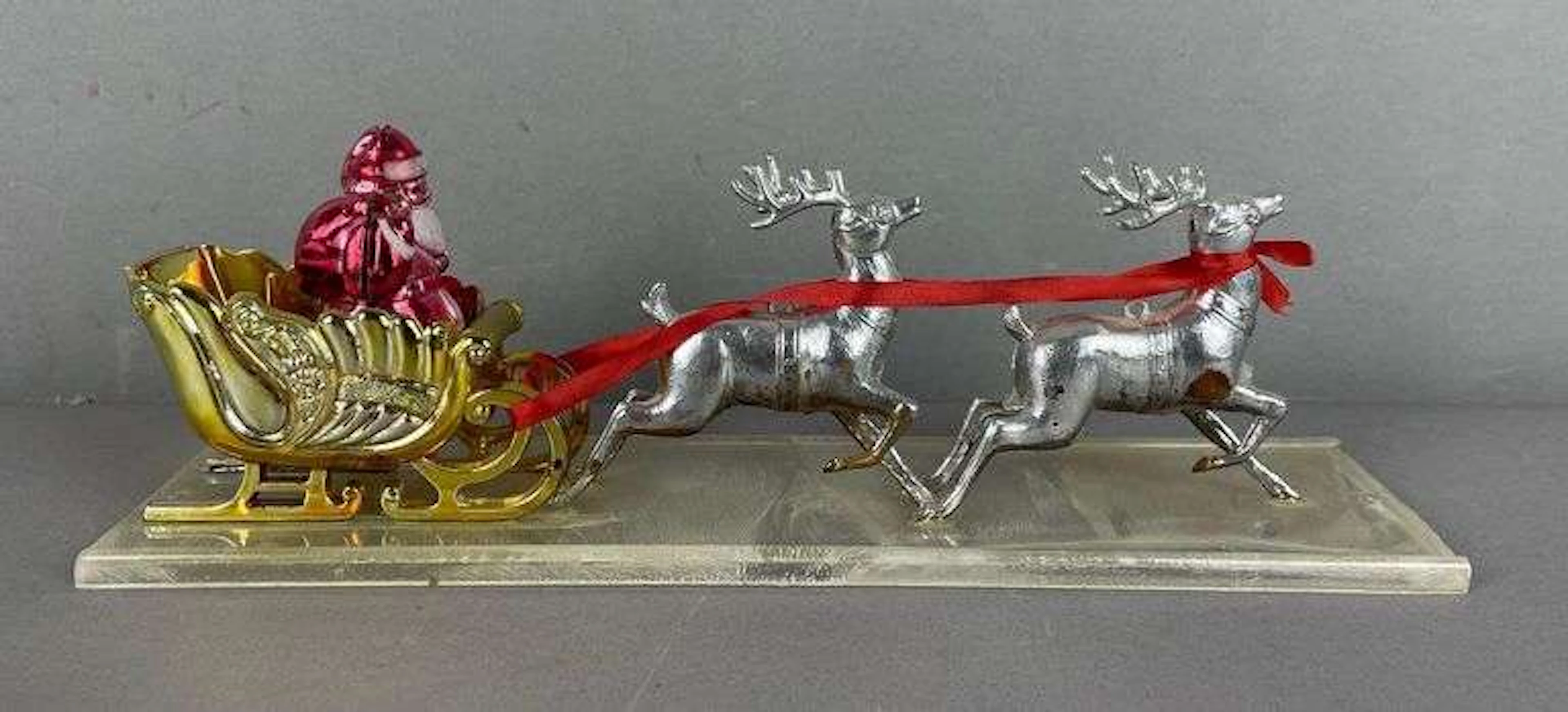 Vintage Plastic Santa's Sleigh Christmas Decoration