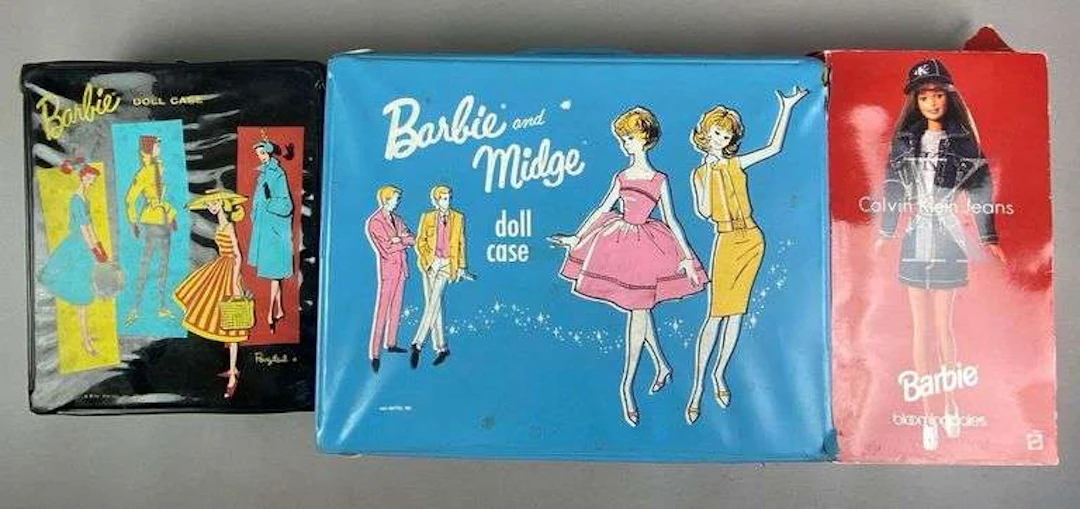 Group of 3 Mattel Barbies Cases and More