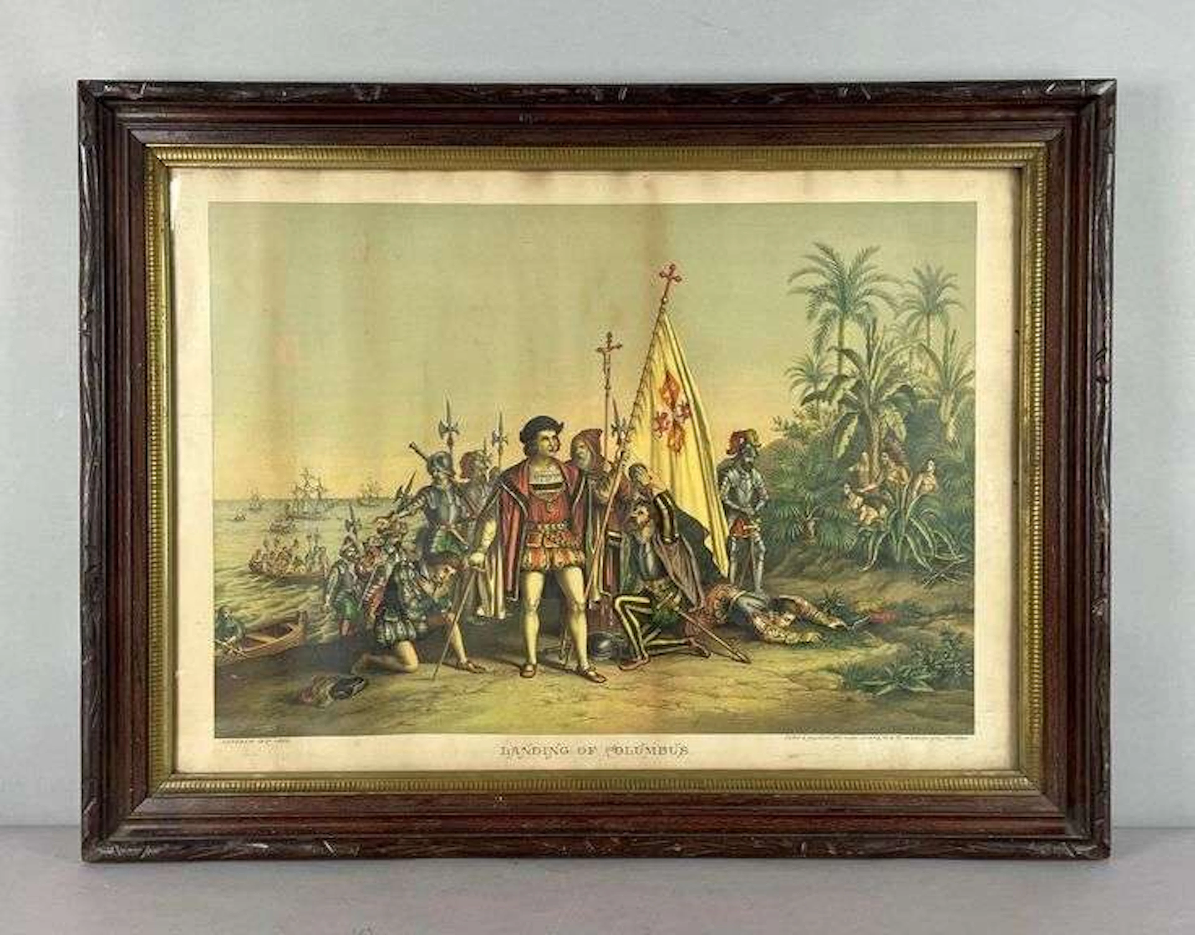 1893 Kurz and Allison Landing of Columbus Lithograph