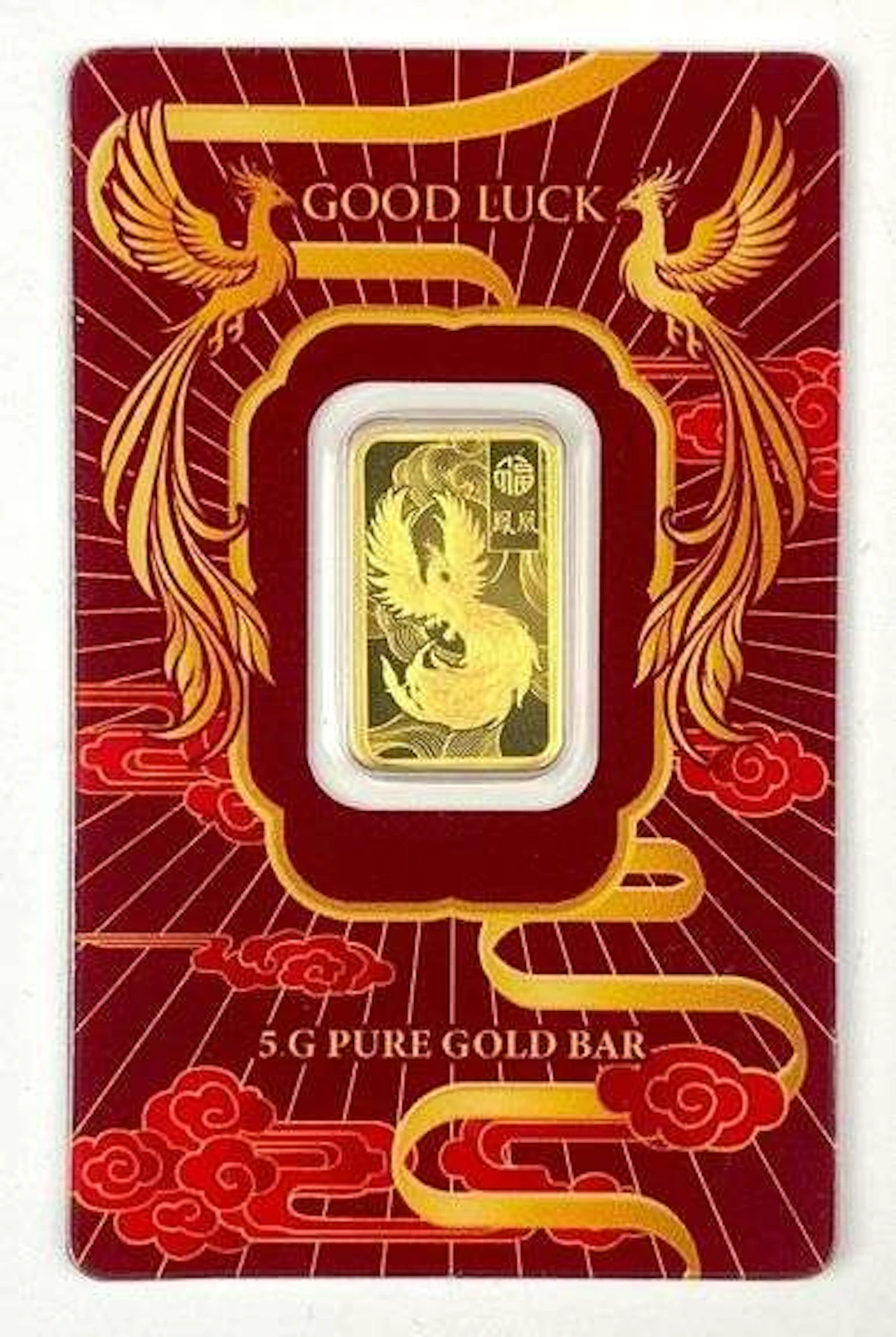 PAMP Suisse Good Luck Phoenix 5 Grams 999.9 Fine Gold Ingot/ Bar