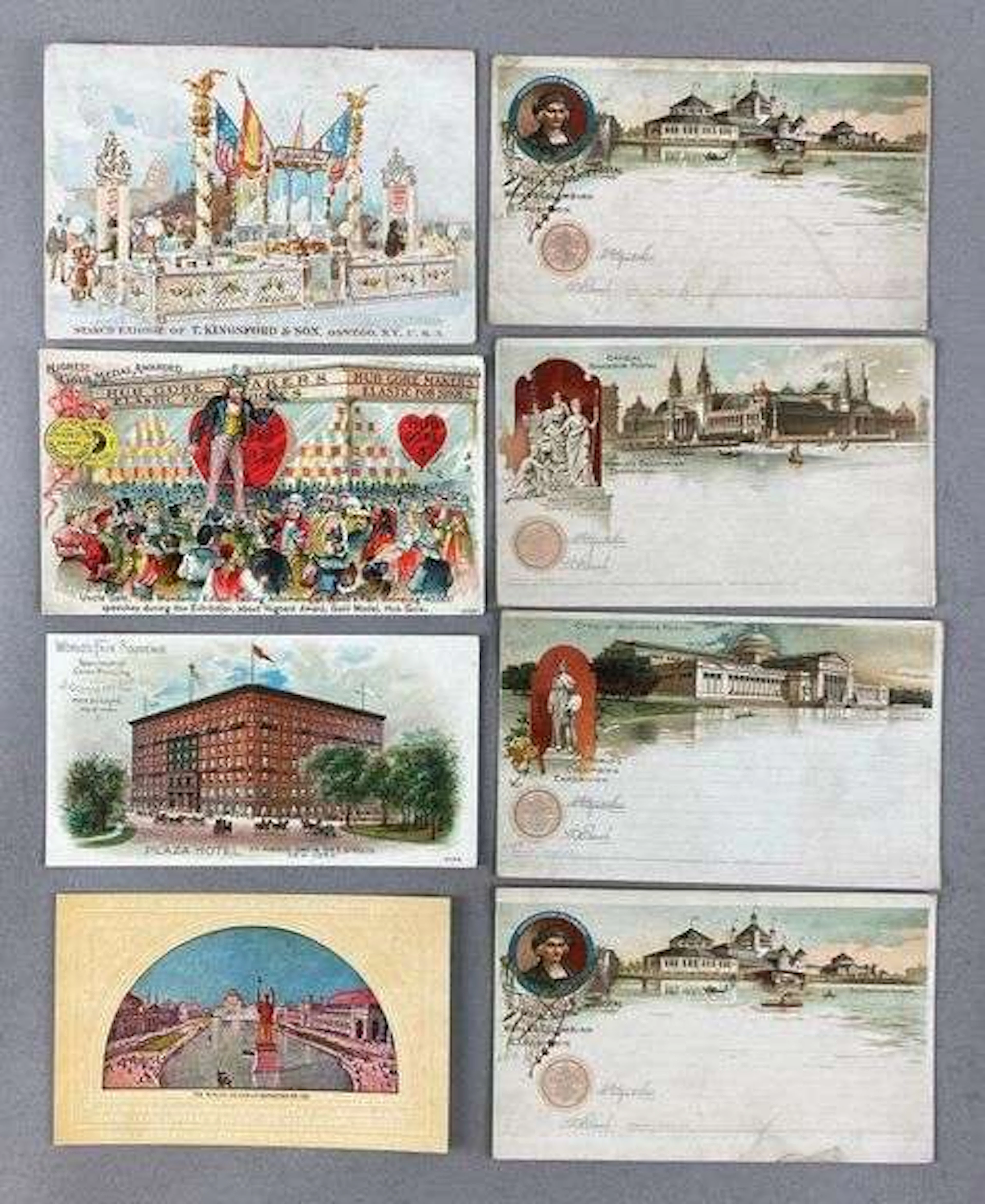 Group of 8 1893 Chicago World Fair Postcards and More