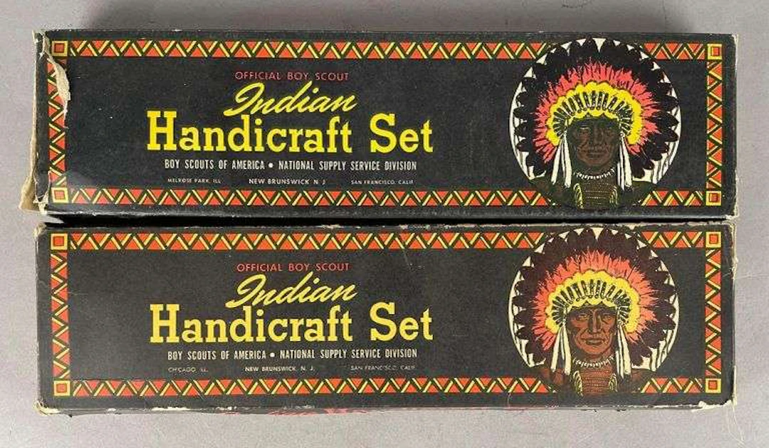 Group of 2 Vintage Official Boy Scout Indian Handicraft Sets