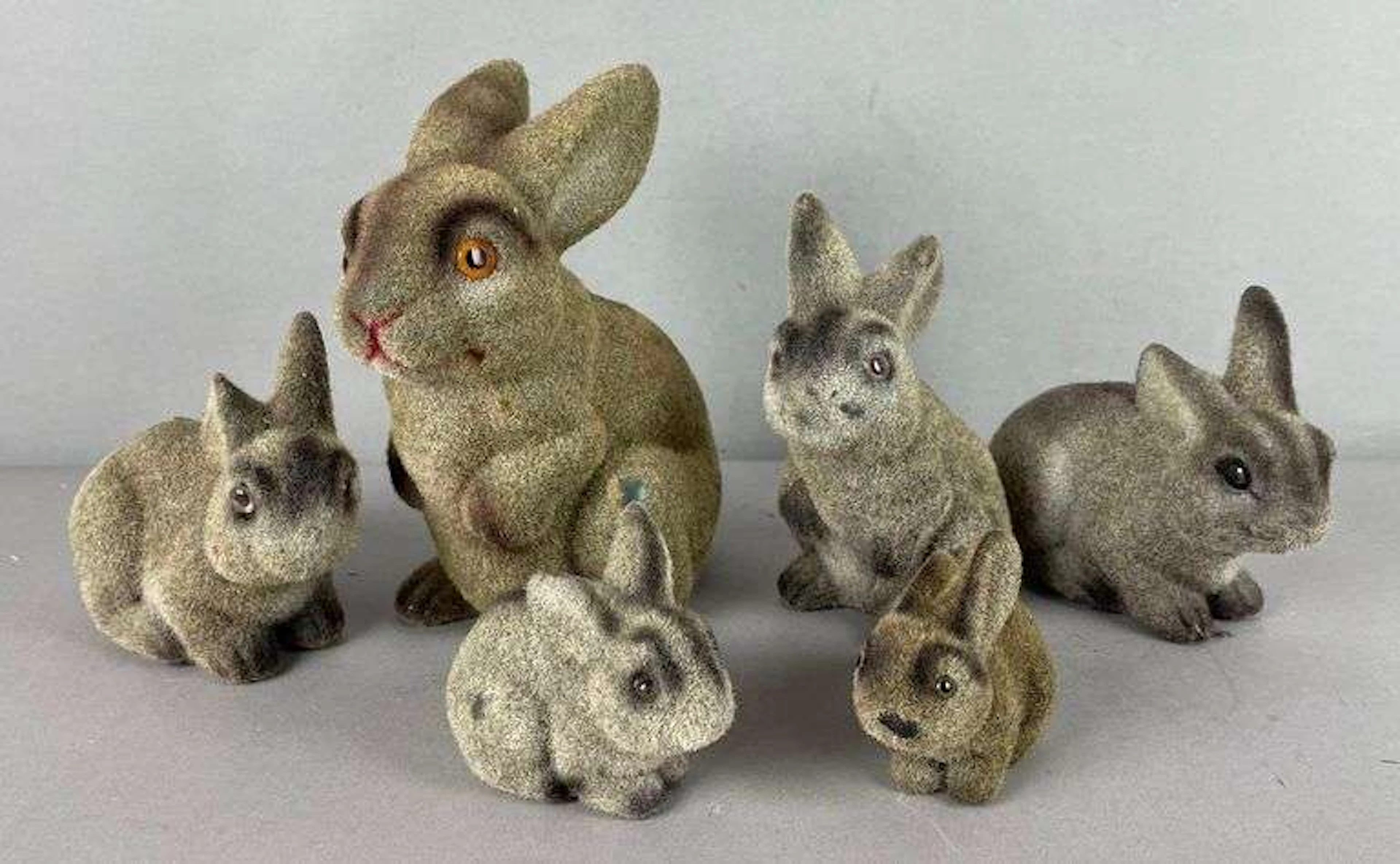 Group of Vintage Flocked Easter Bunny Banks
