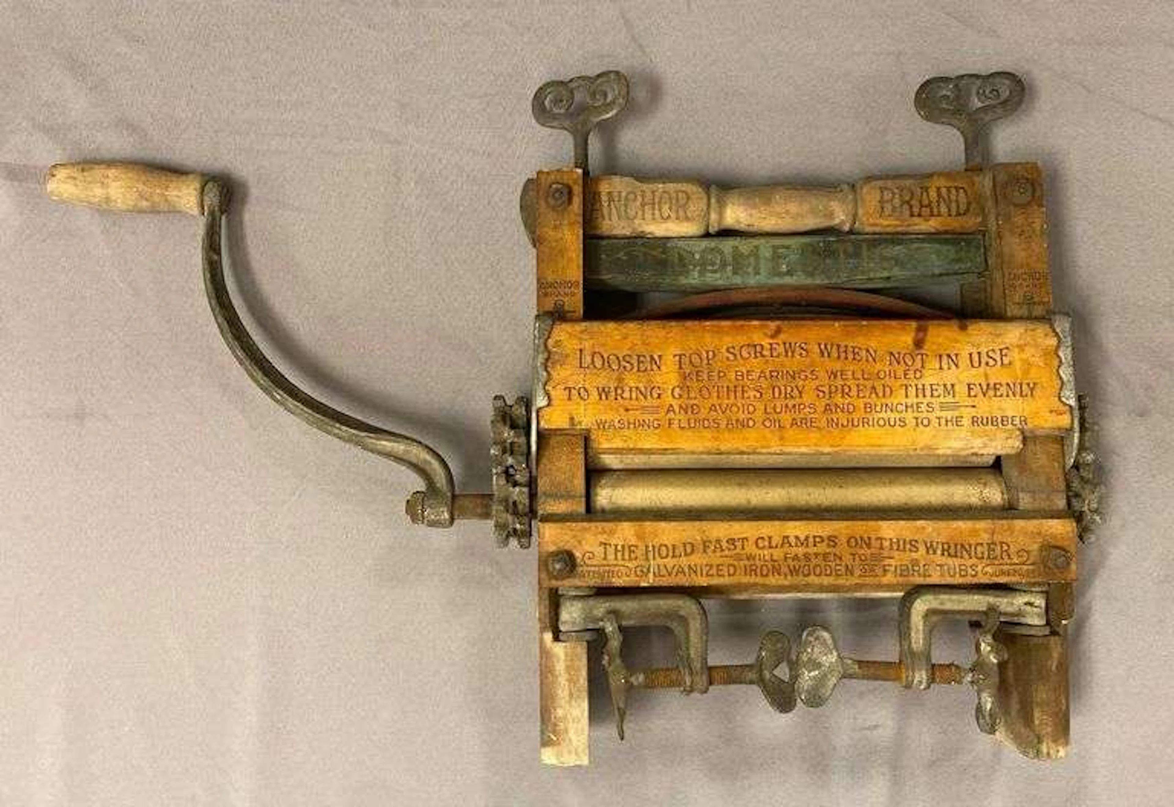 Antique Anchor Brand Wood Clothing Wringer