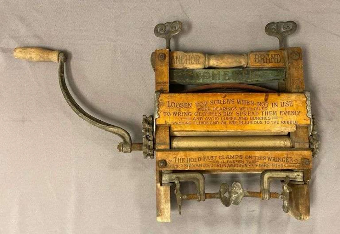 Antique Anchor Brand Wood Clothing Wringer