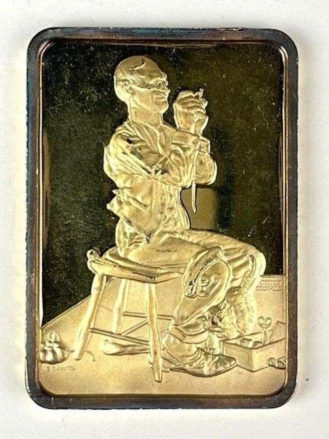 1975 Hamilton Mint Norman Rockwell Man Threading a Needle 1 oz .999