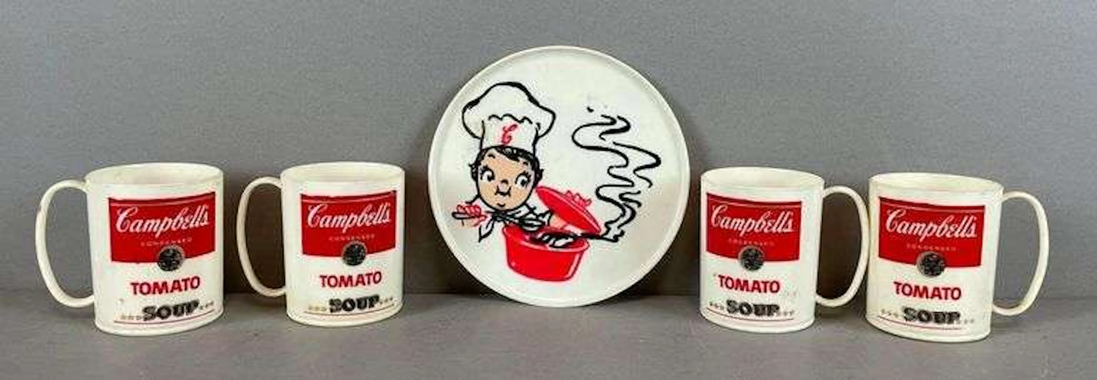 Set of Vintage Campbells Tomato Soup Plastic Advertising Mugs