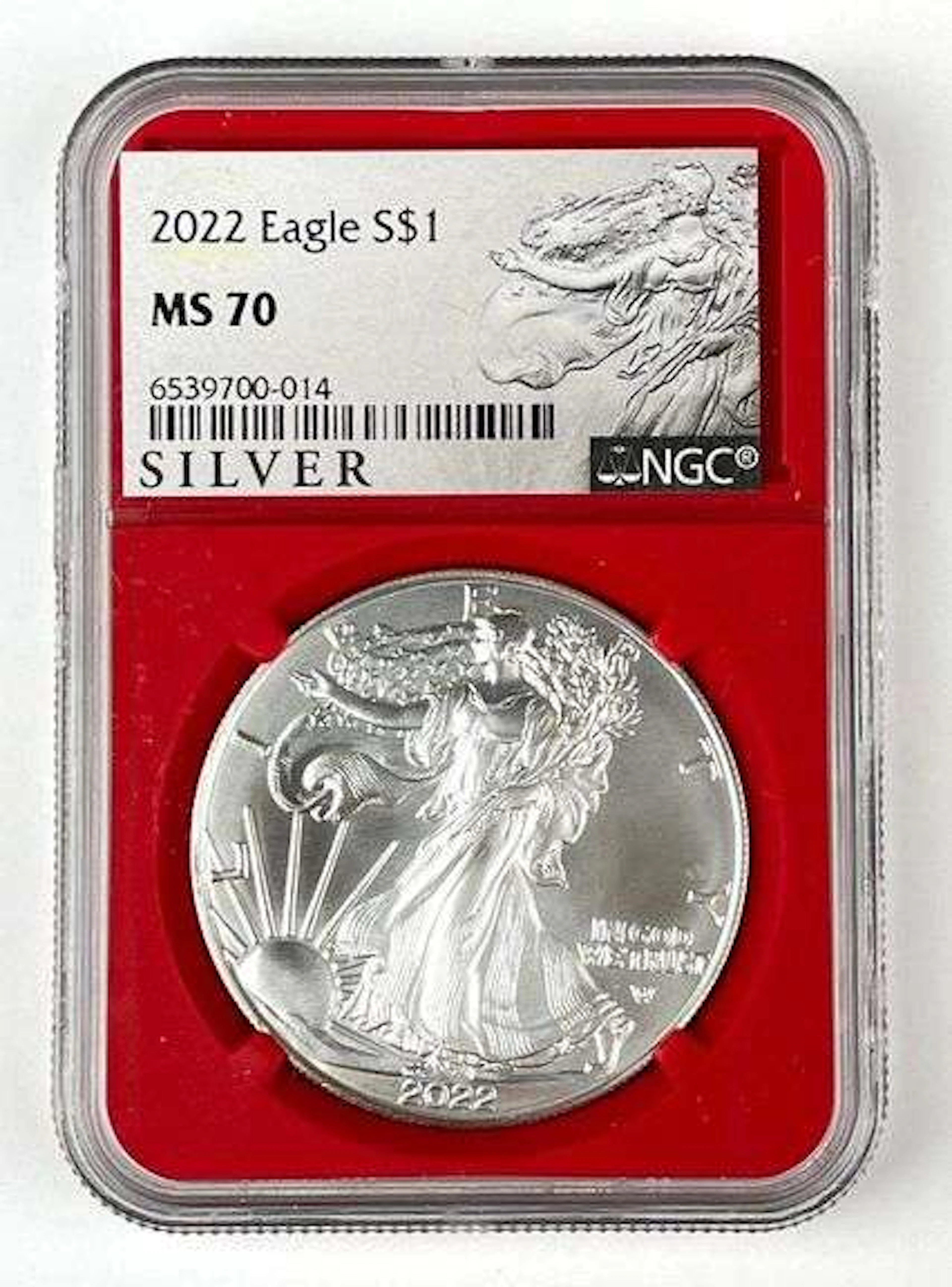 2022 US $1 American Silver Eagle 1 oz Fine Silver Coin NGC MS70