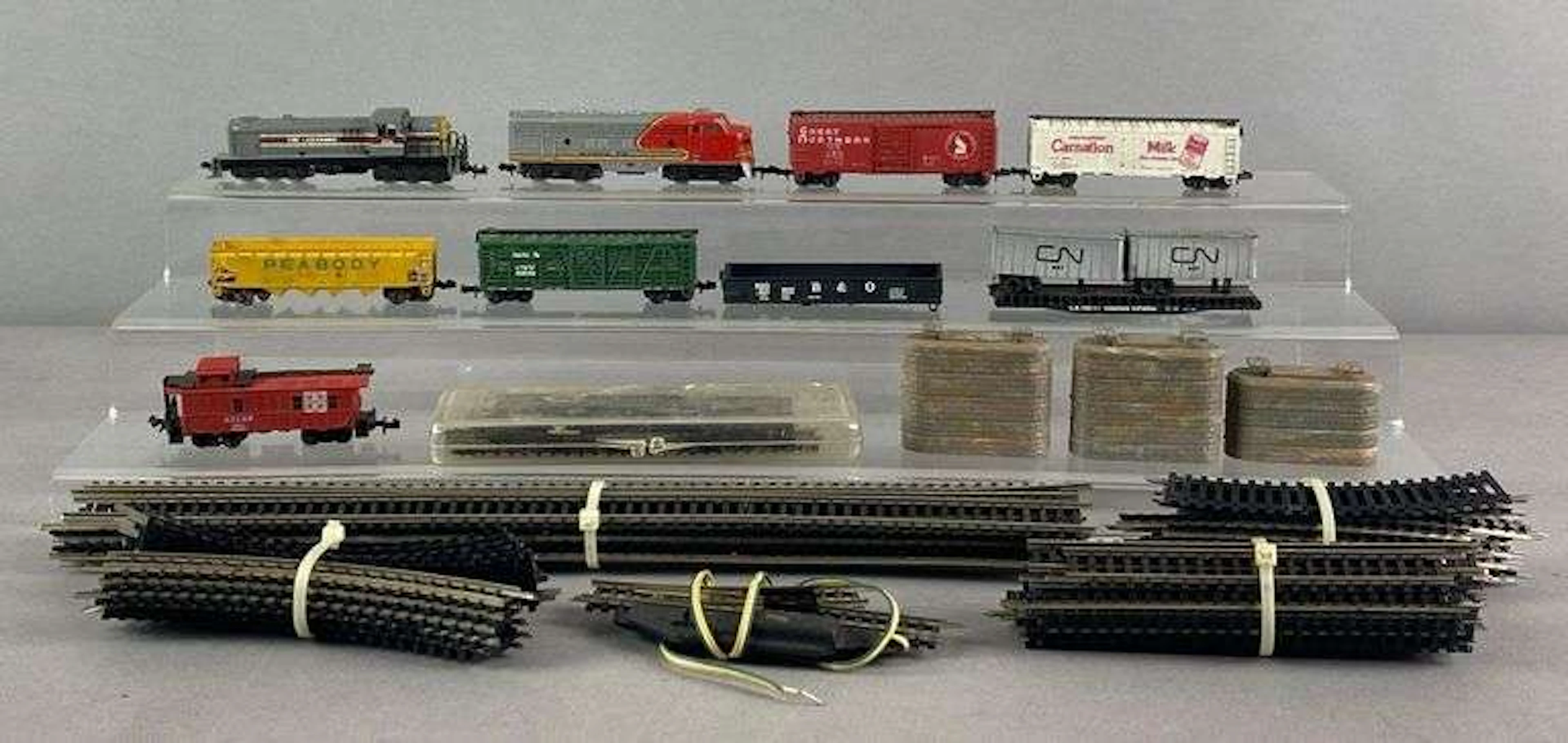 Group of N Scale Train Locomotives and More