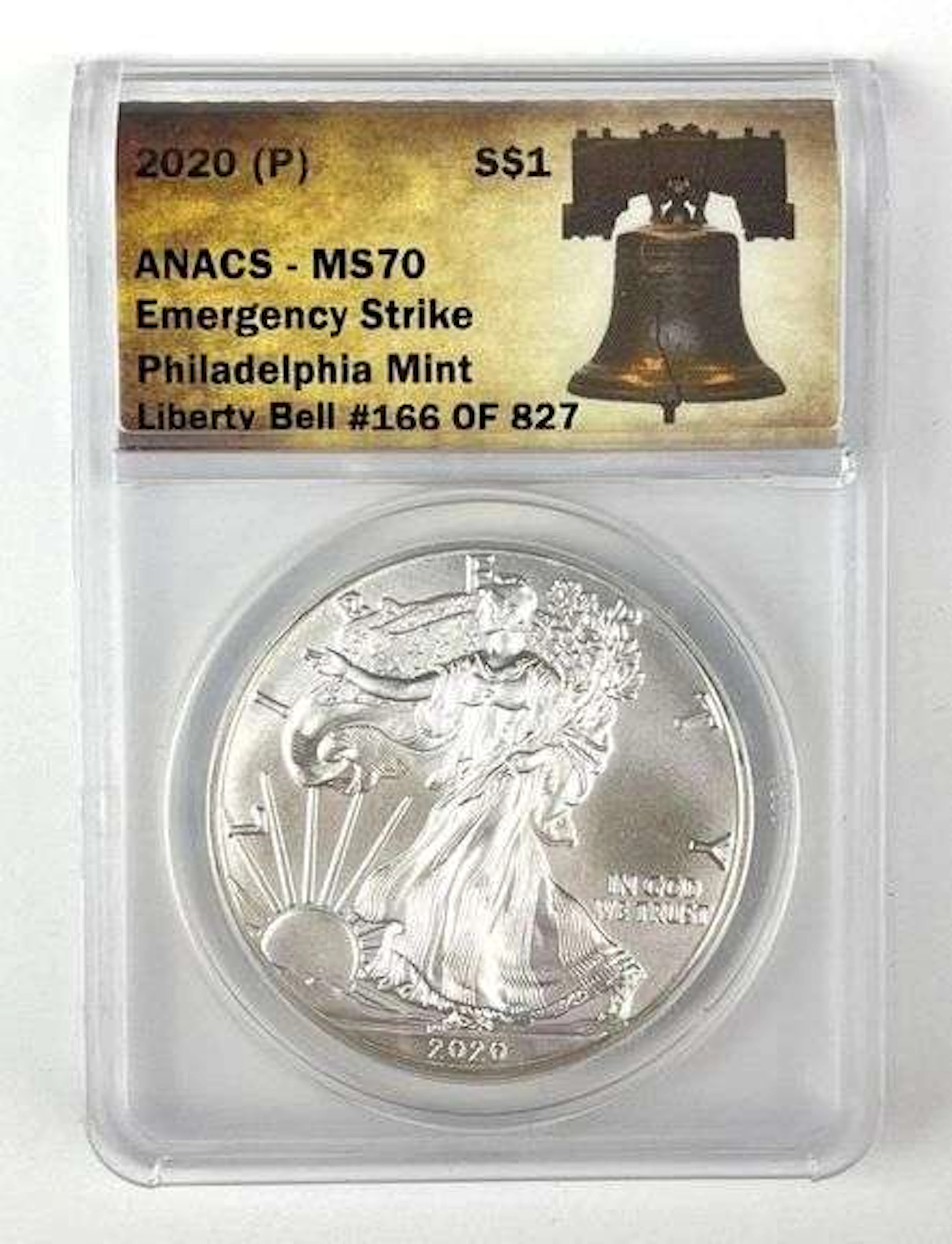 2020 P US $1 American Silver Eagle 1 oz Fine Silver Coin ANACS MS70