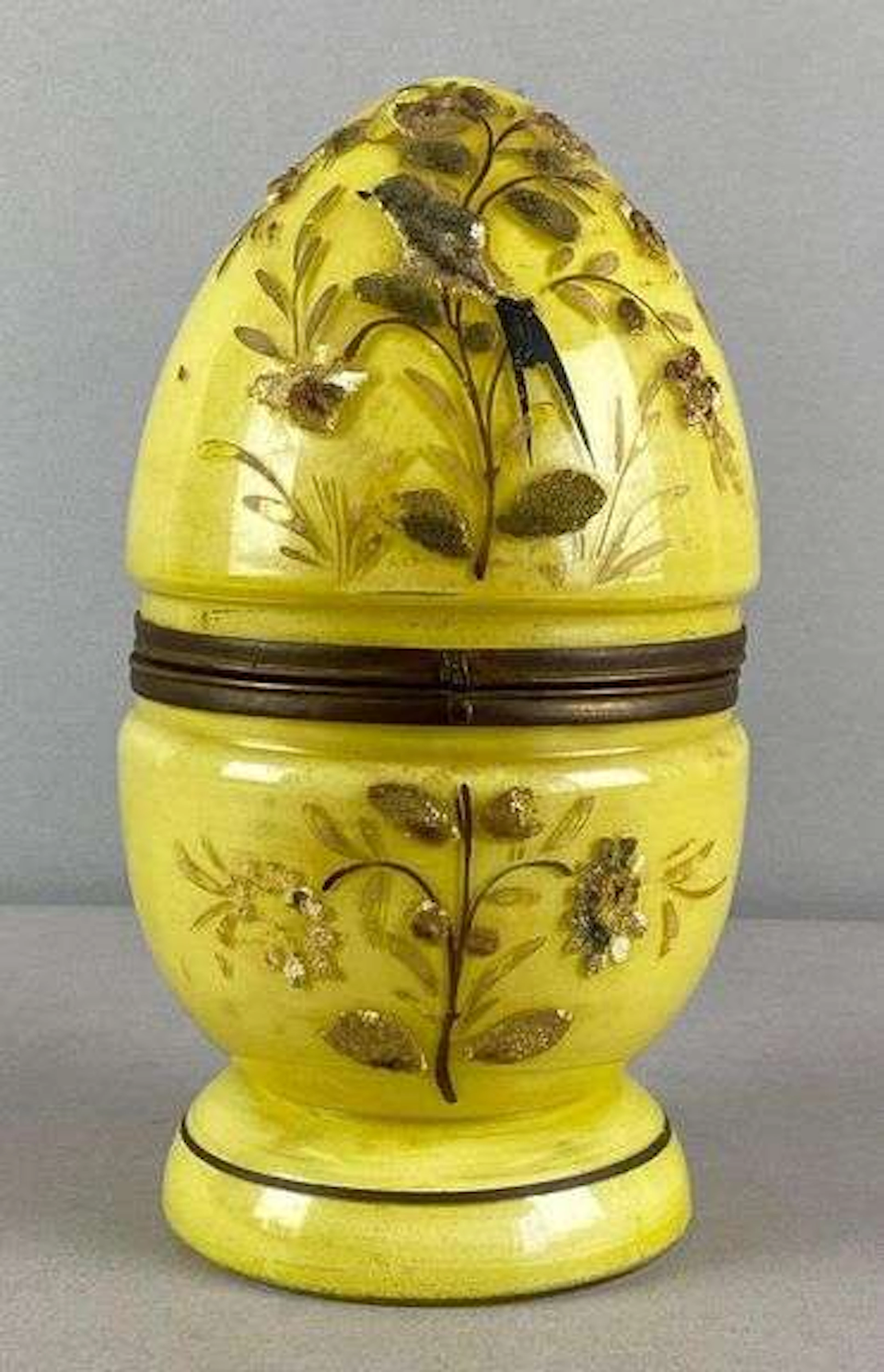 Vintage Yellow Flash Glass Egg Cordial Tantalus Set