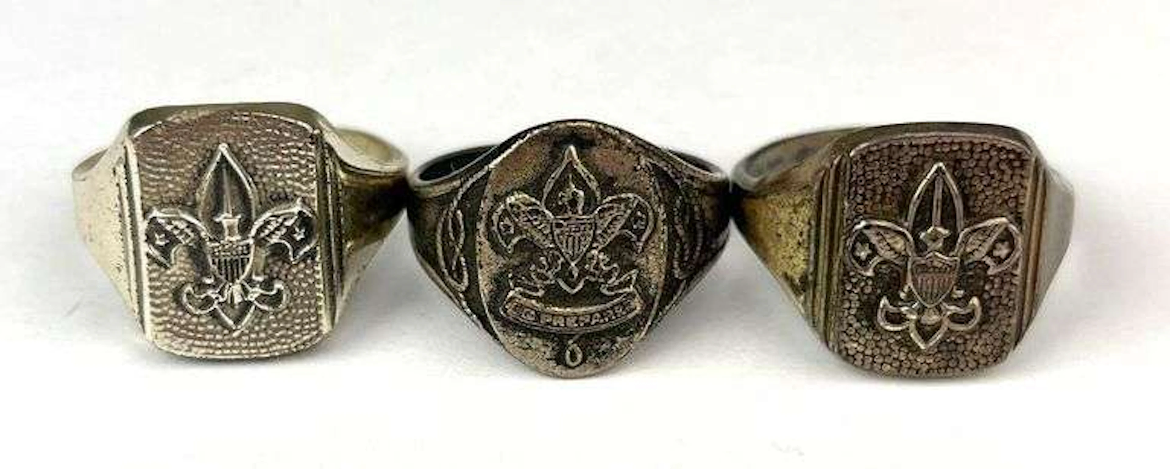 Group of 3 Vintage Boy Scouts of America .925 Sterling Silver Rings
