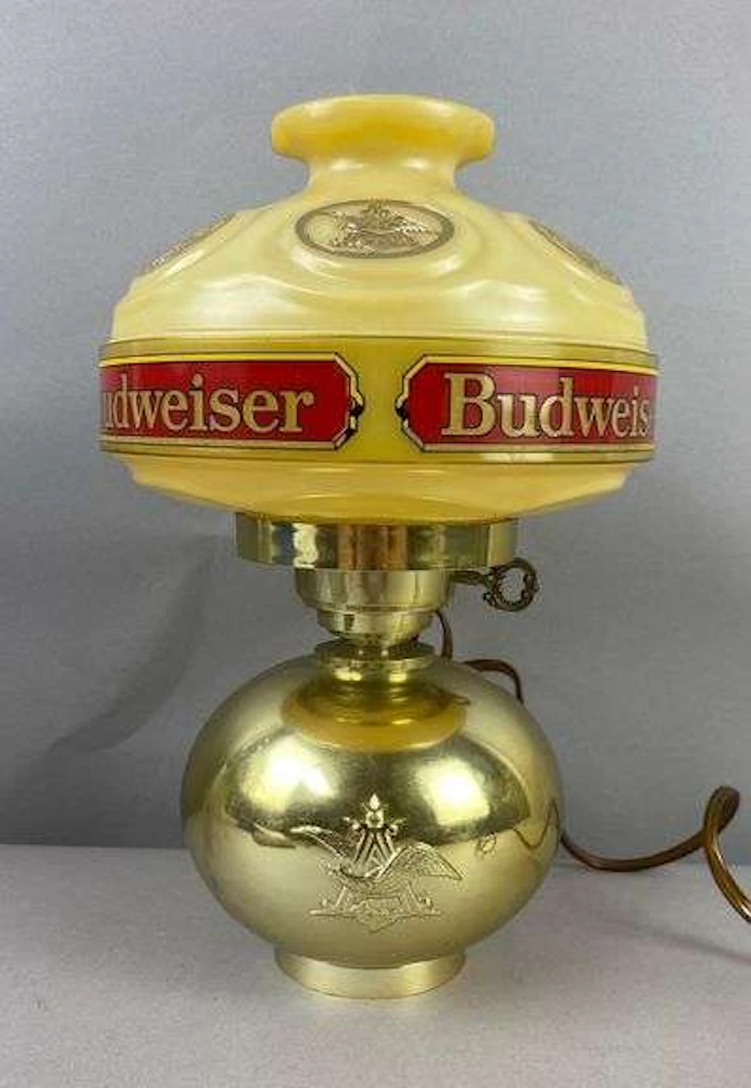 Vintage 1970’s Anheuser -Busch Budweiser Lighted Hurricane Lamp Wall Sconce
