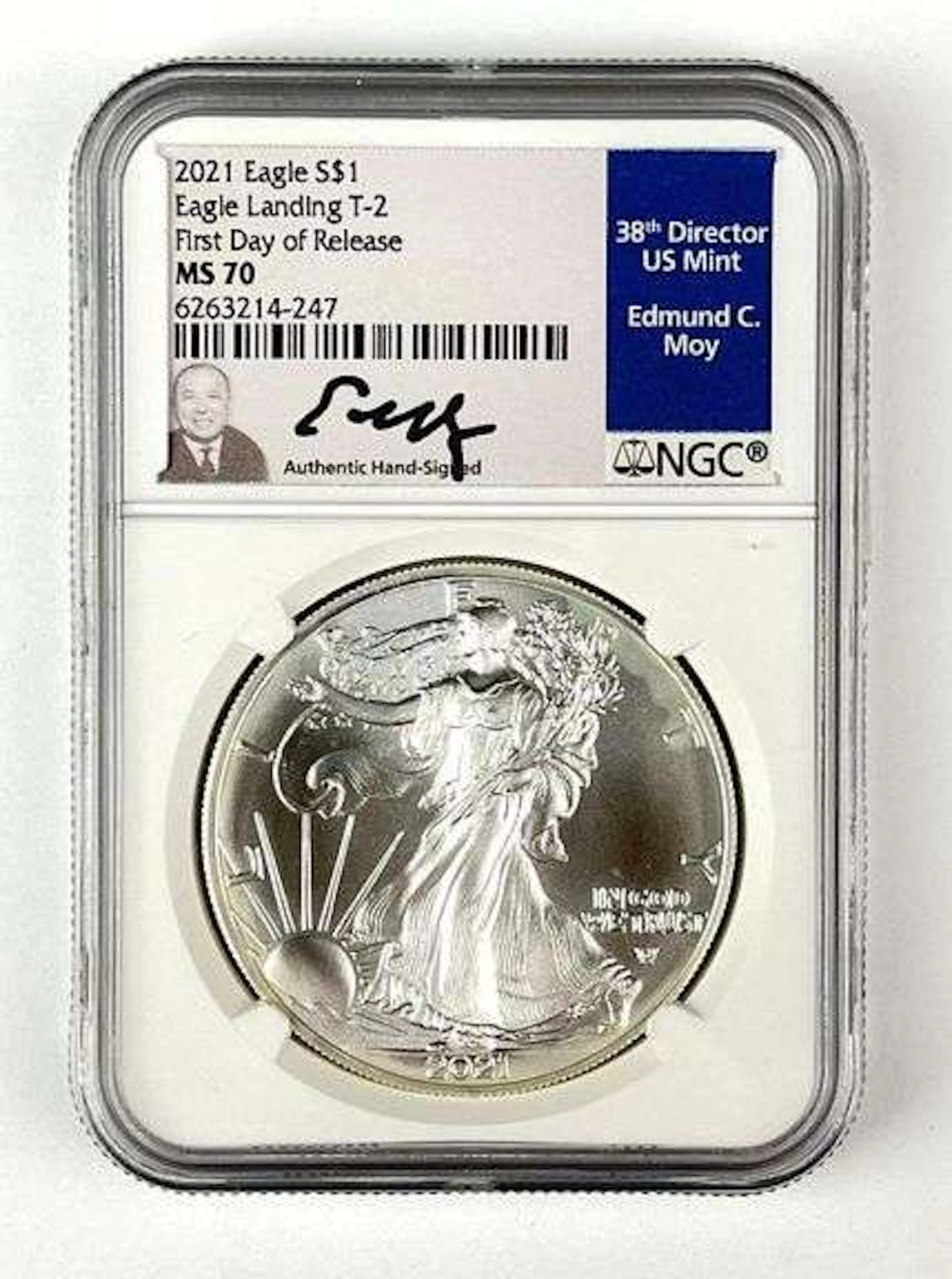 2021 US $1 American Silver Eagle 1 oz Fine Silver Coin NGC MS70