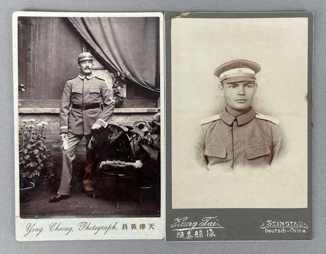 Group of 2 WW1 German Photos of the Chinese Marines