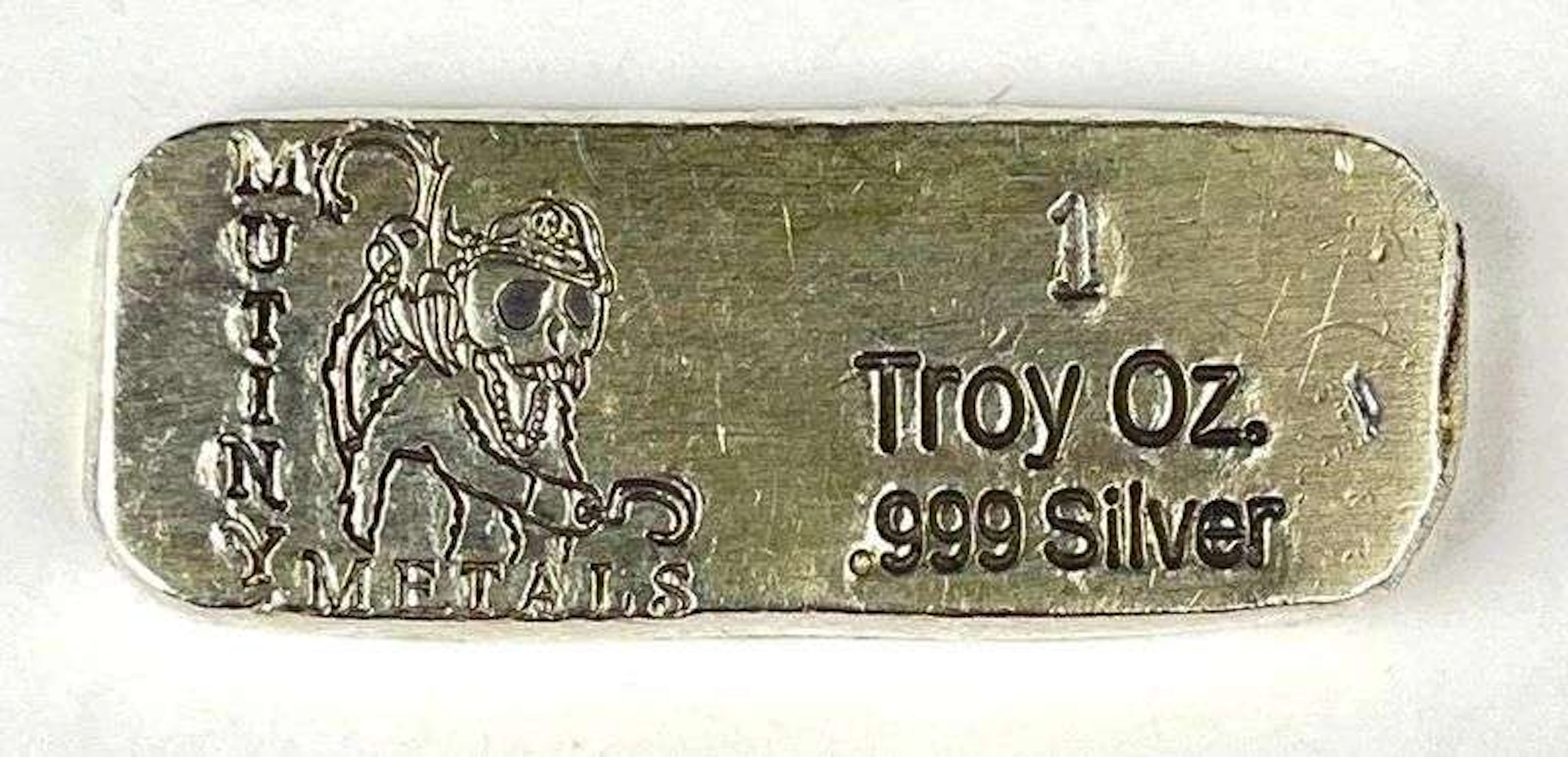 Mutiny Metals Hand Poured Pirate Skeleton 1 oz .999 Silver Ingot/ Bar