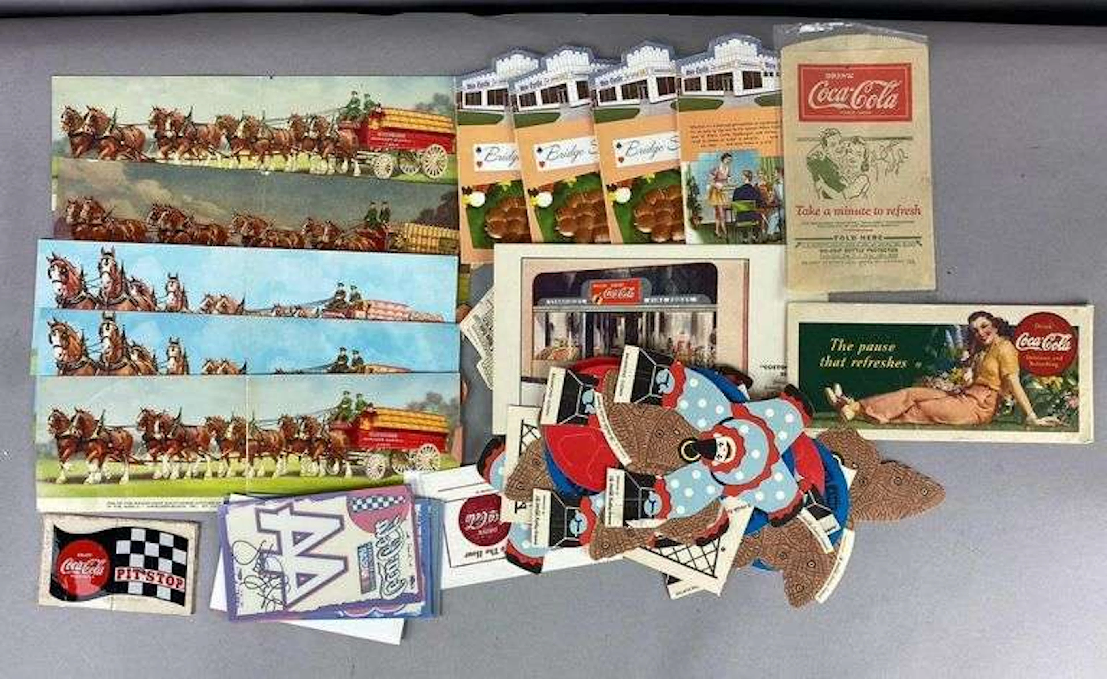 Group of 20+ Vintage 1950’s Coca-Cola Advertising Cards and More