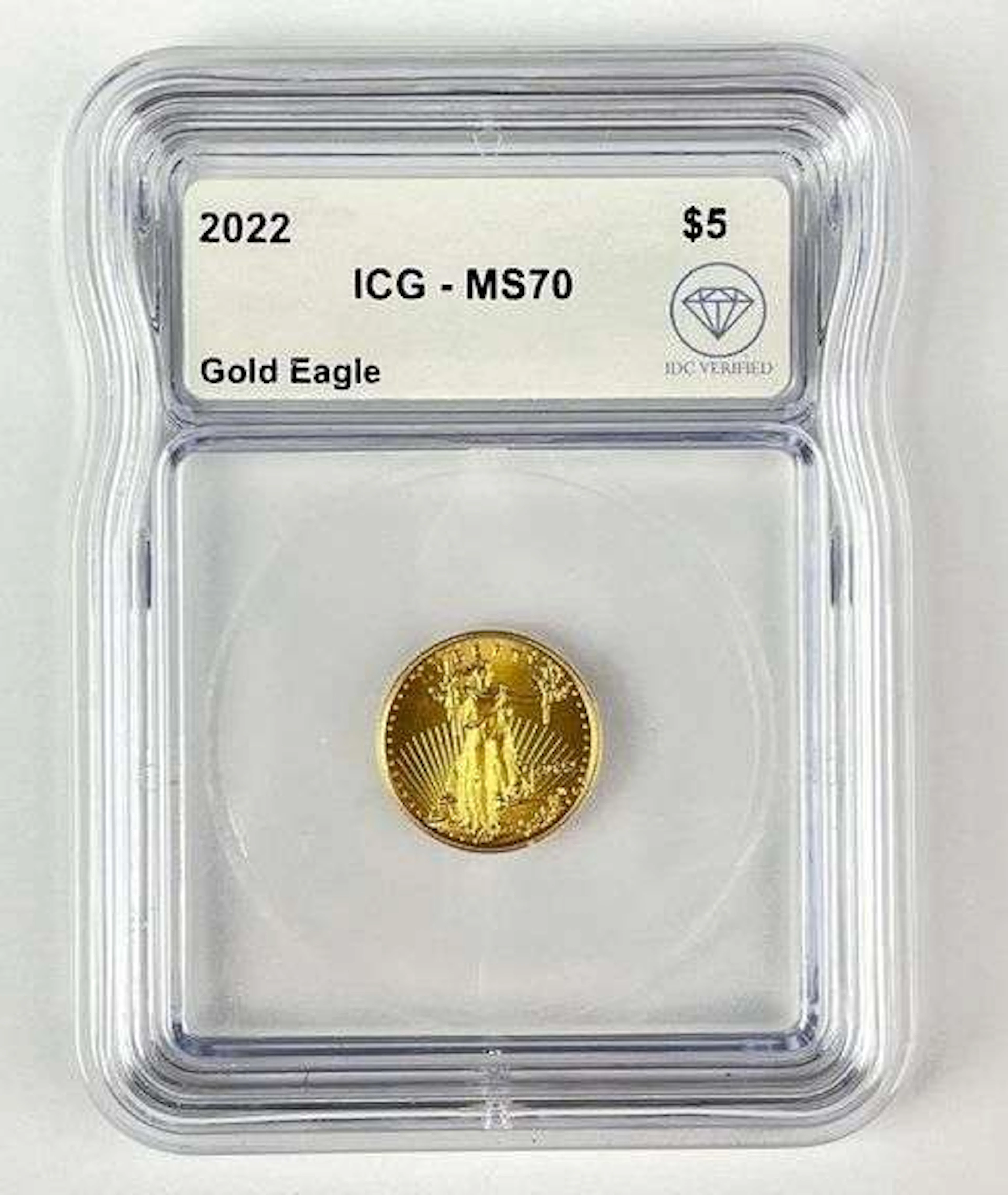 2022 US $5 American Gold Eagle 1/10 oz Fine Gold Coin ICG MS70