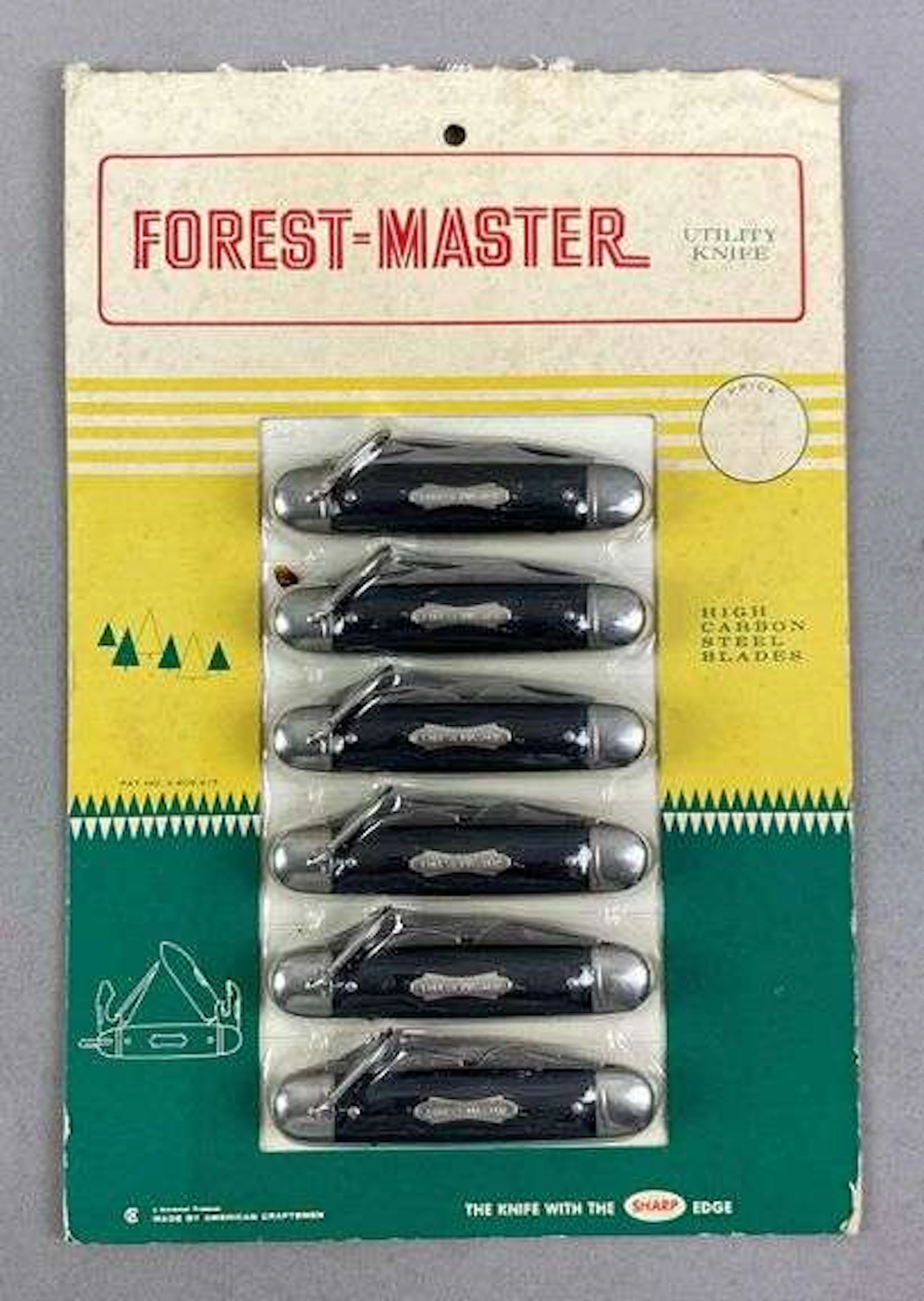 Vintage Forest Master 6 Stag Handle Pocket Knives Set